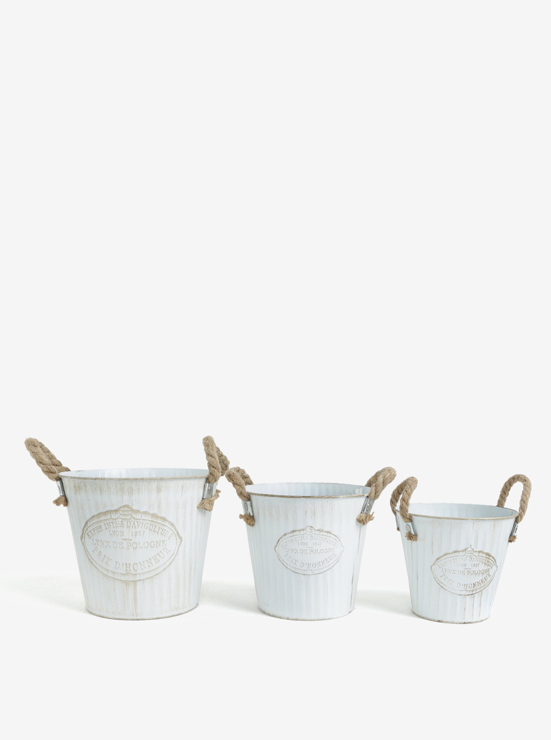 Levně Sada tří kbelíků v bílé barvě Kaemingk
