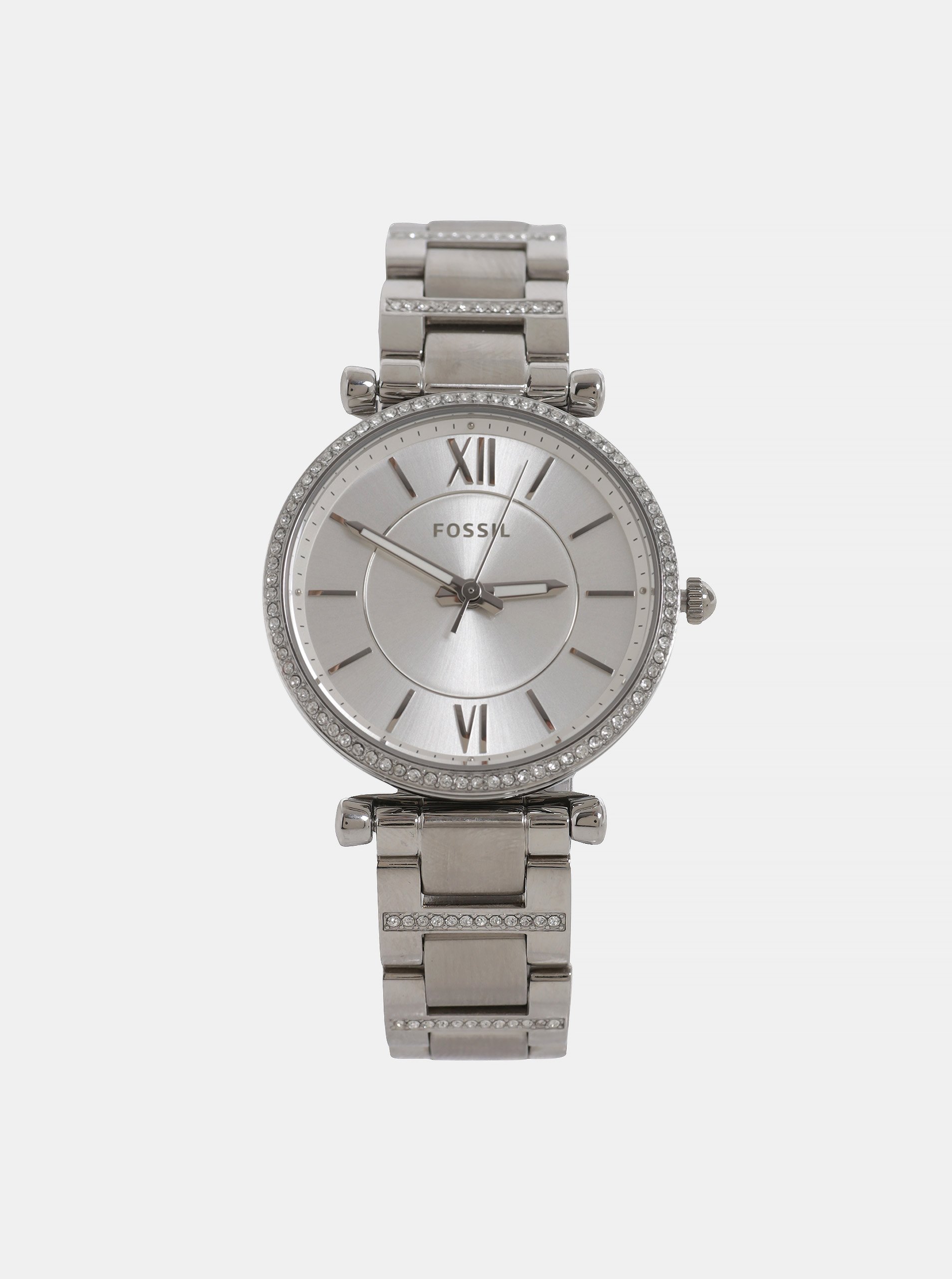 Levně Dámské hodinky s nerezovým páskem ve stříbrné barvě Fossil Carlie