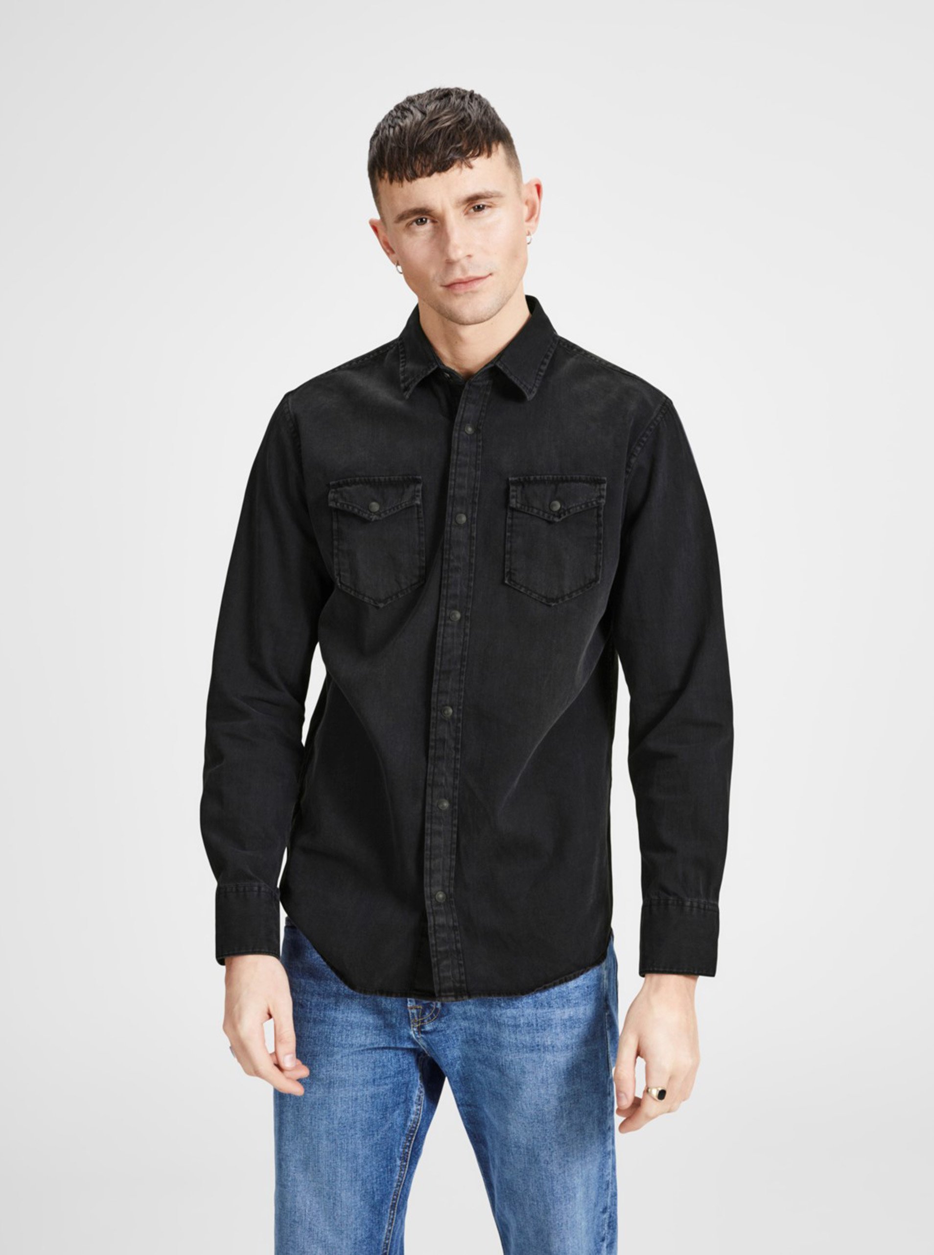 Levně Černá džínová košile Jack & Jones