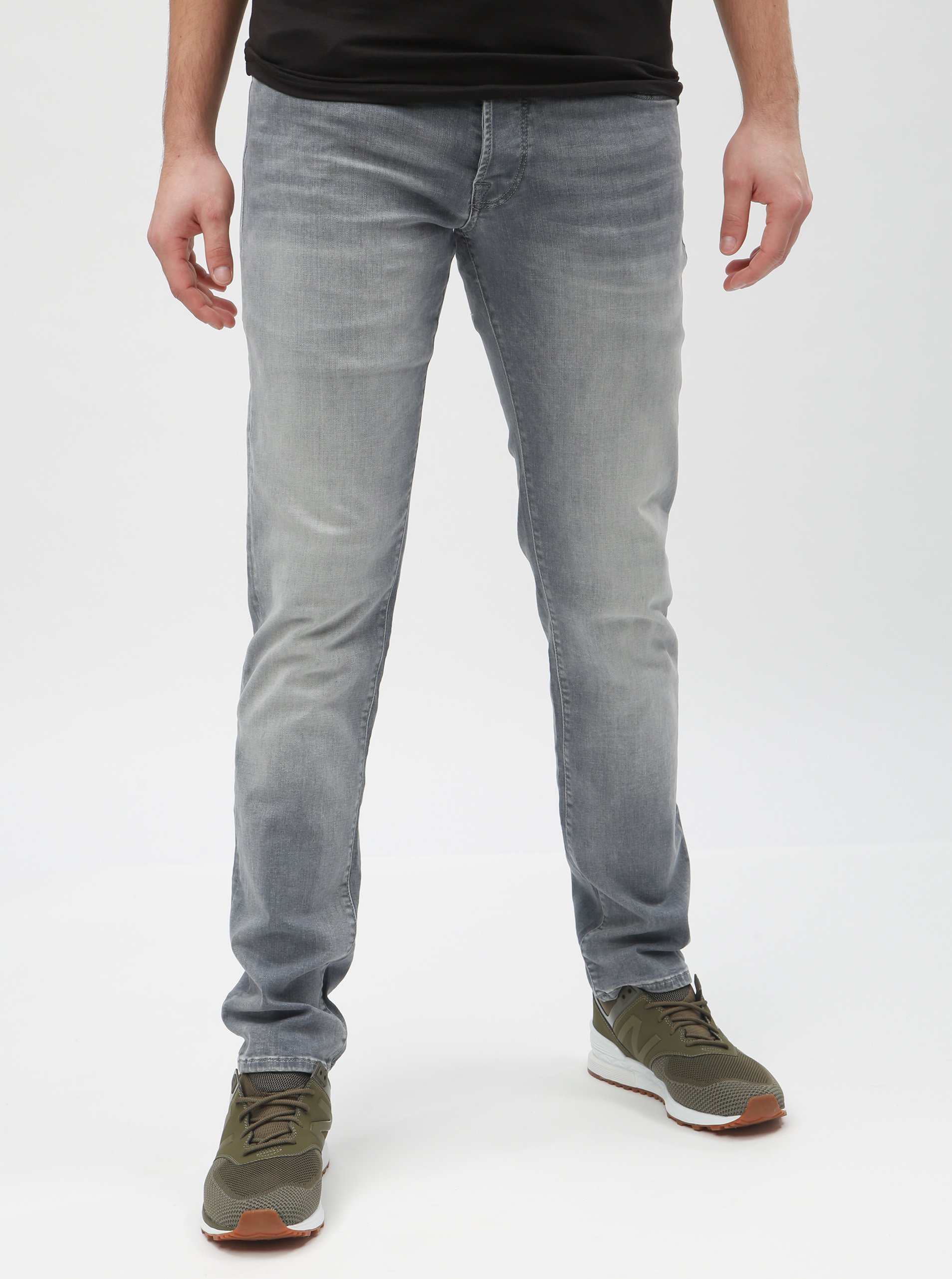 Lacno Svetlosivé slim fit rifle s vyšúchaným vzhľadom Jack & Jones Glenn