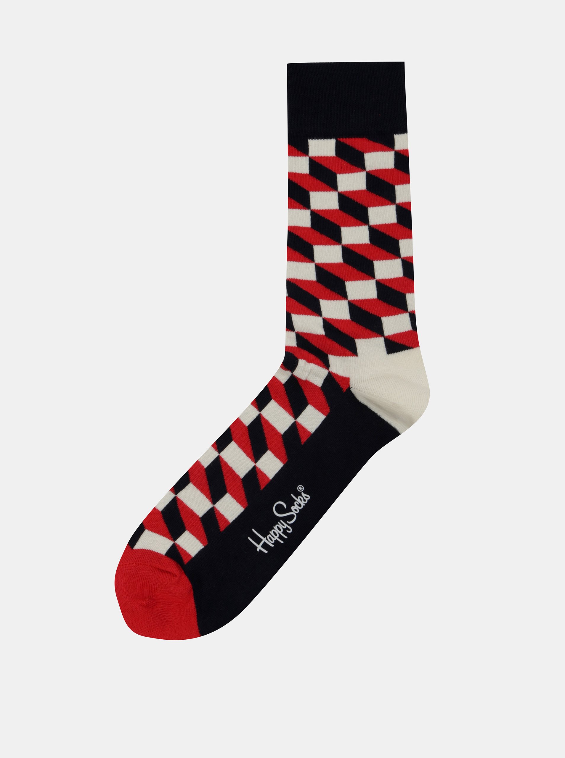 Levně Černo-červené vzorované ponožky Happy Socks Filled Optic