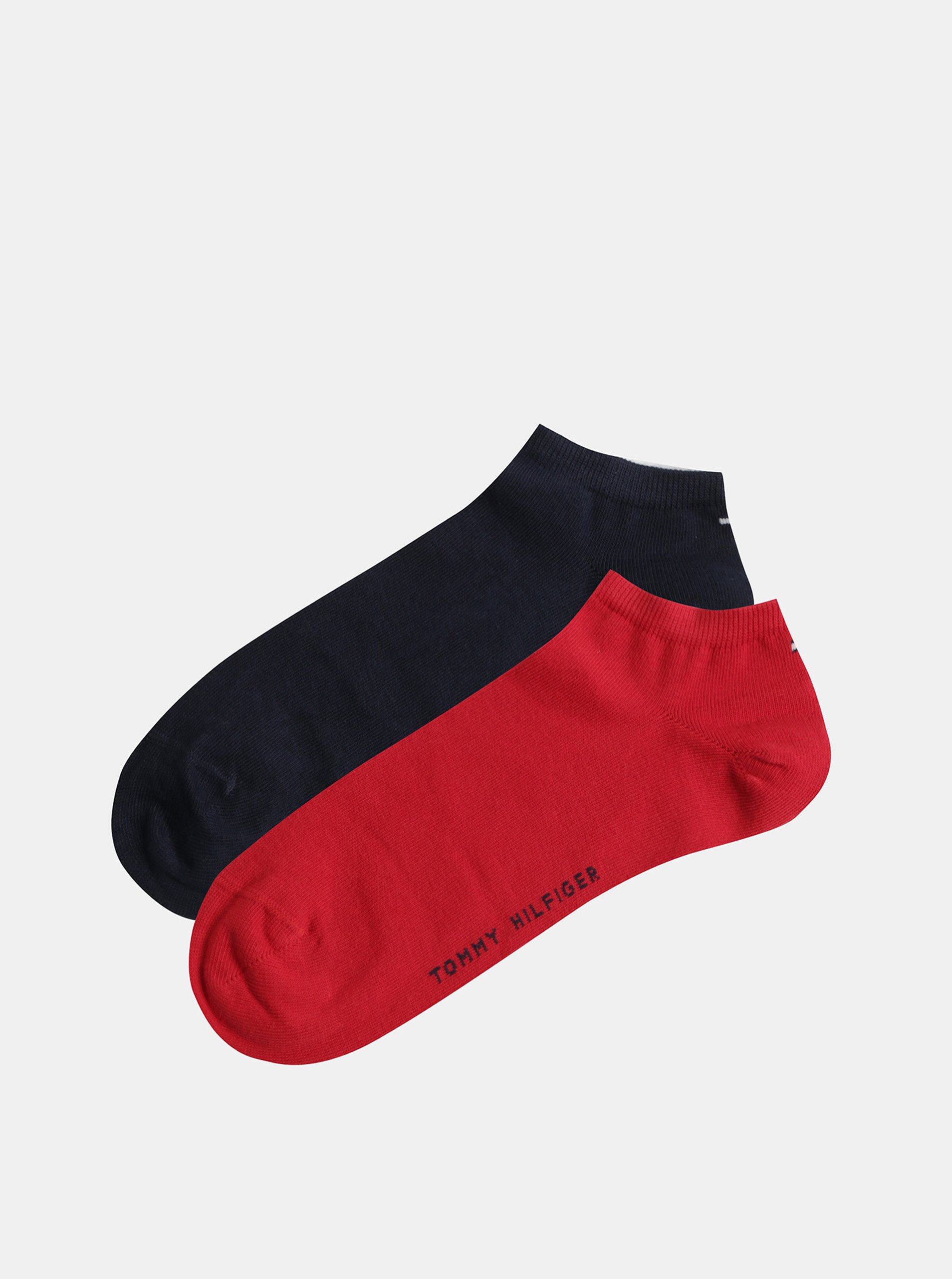 Lacno Balenie dvoch párov pánskych nízkych ponožiek v červenej a modrej farbe Tommy Hilfiger