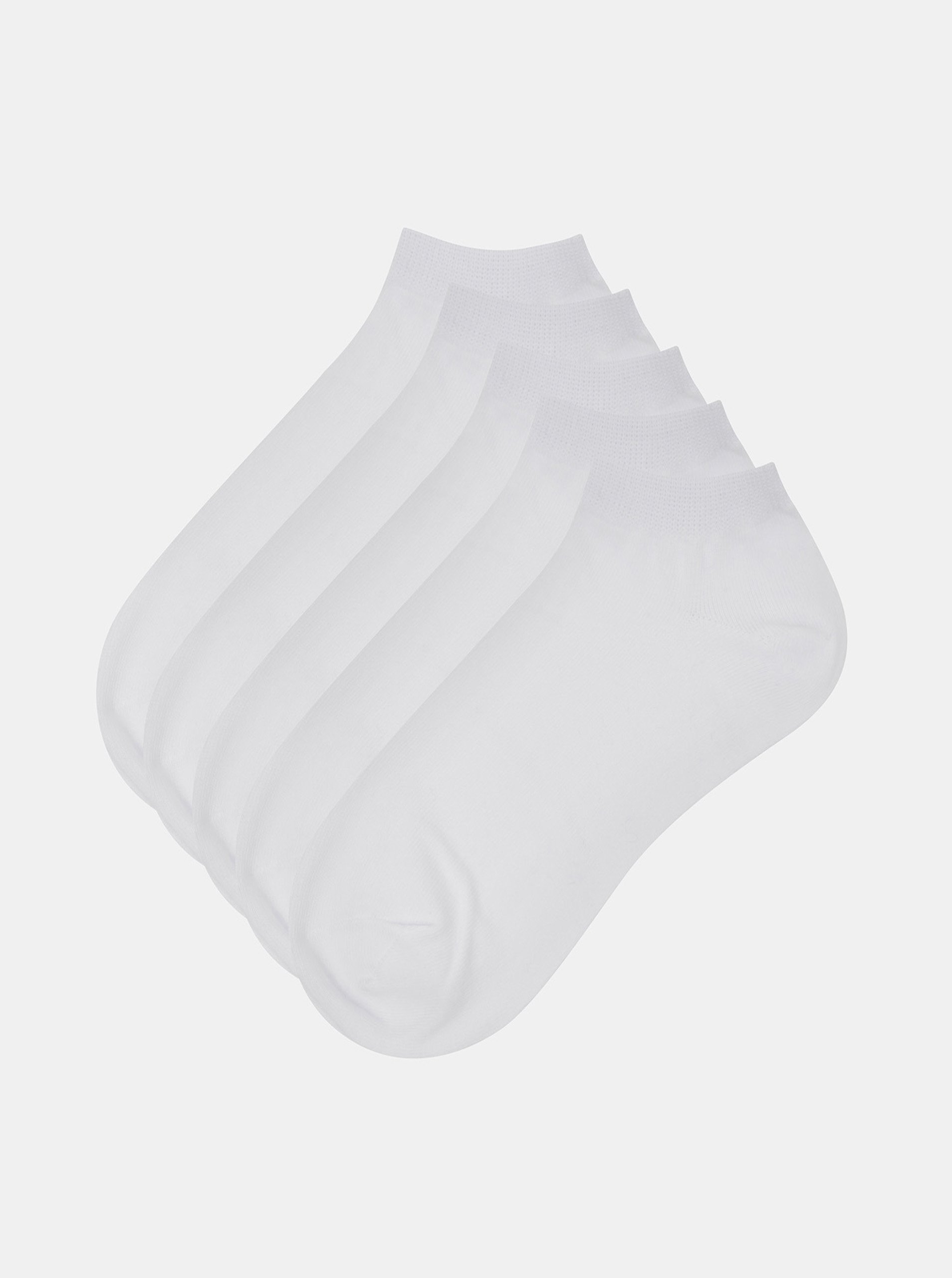Levně Sada pěti párů bílých pánských ponožek Jack & Jones Dongo