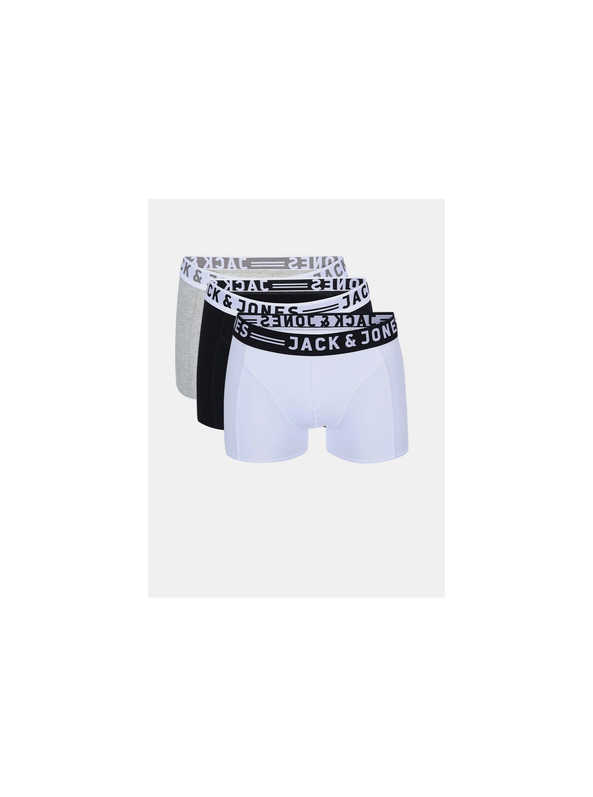 E-shop Sada tří pánských boxerek v bílé, černé a šedé barvě Jack & Jones Sense
