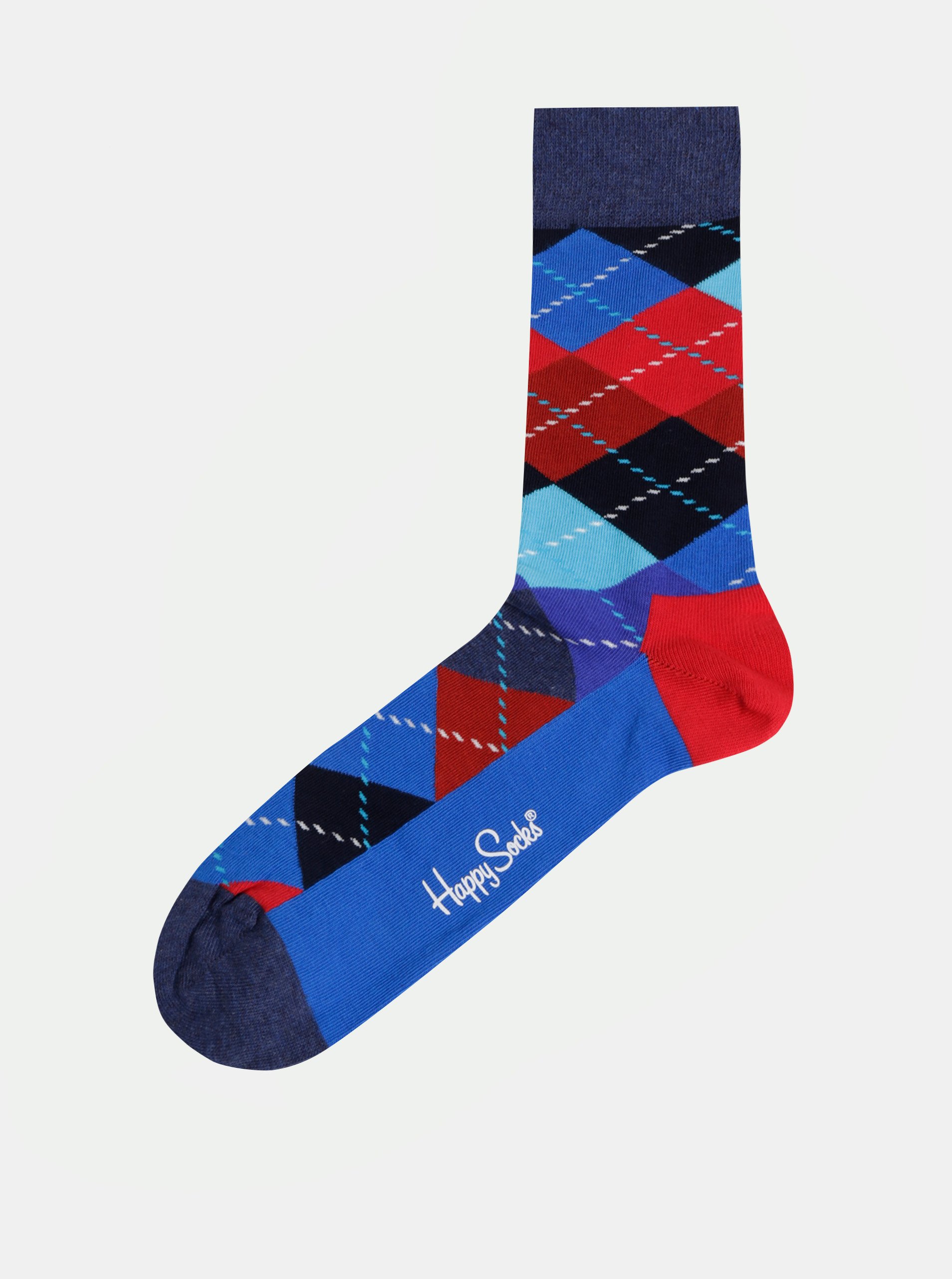 Lacno Červeno–modré vzorované ponožky Happy Socks Argyle