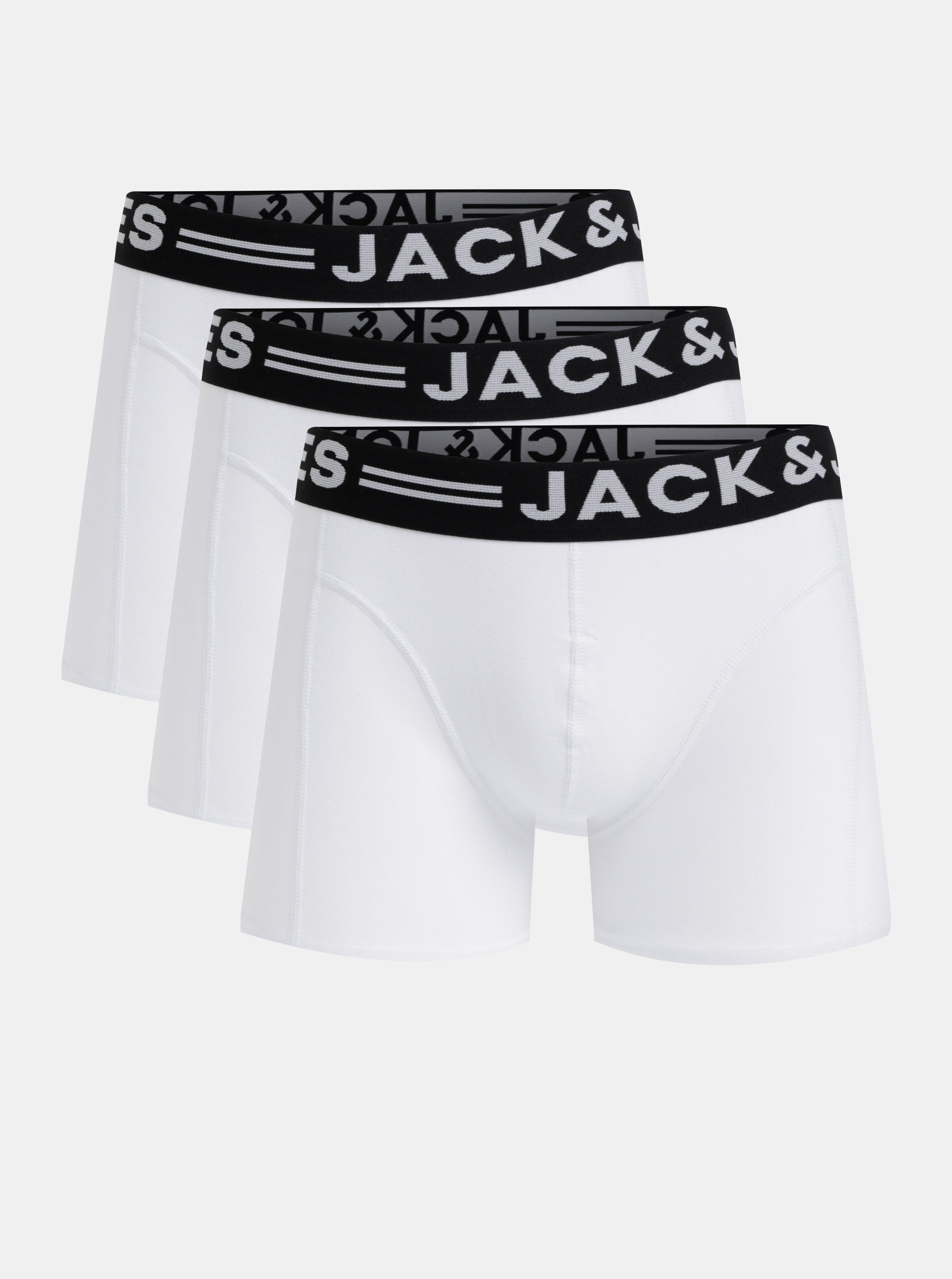 E-shop Sada tří pánských bílých boxerek Jack & Jones Sense