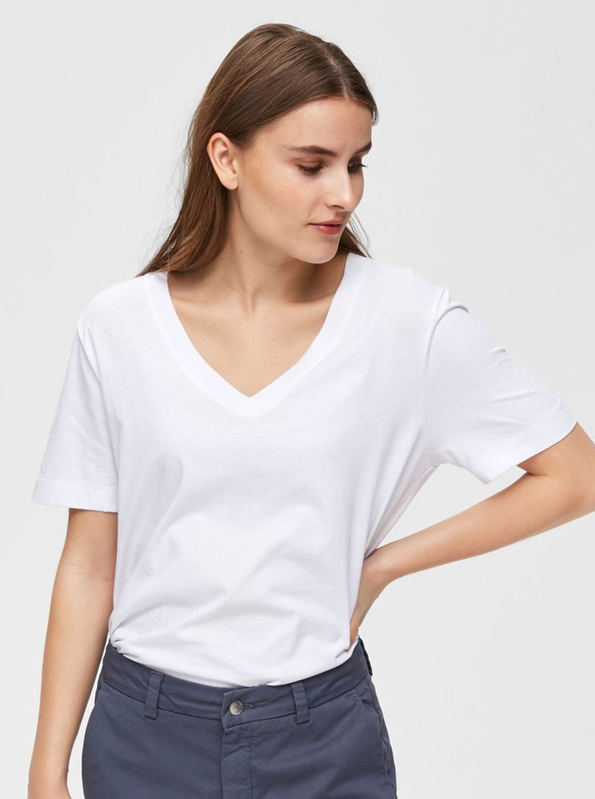 Lacno Biele basic tričko Selected Femme Standard