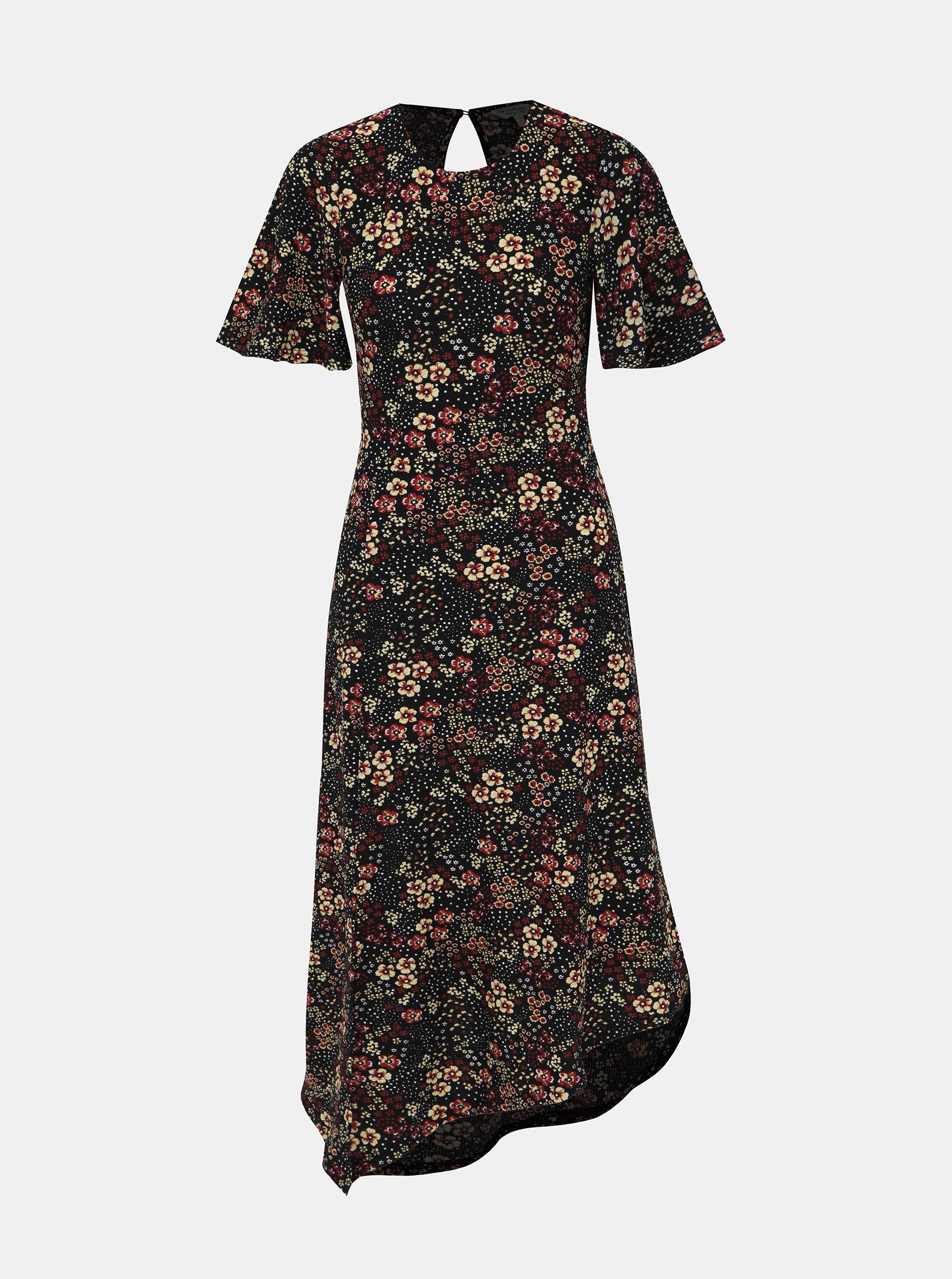 Levně Černé květované šaty Miss Selfridge
