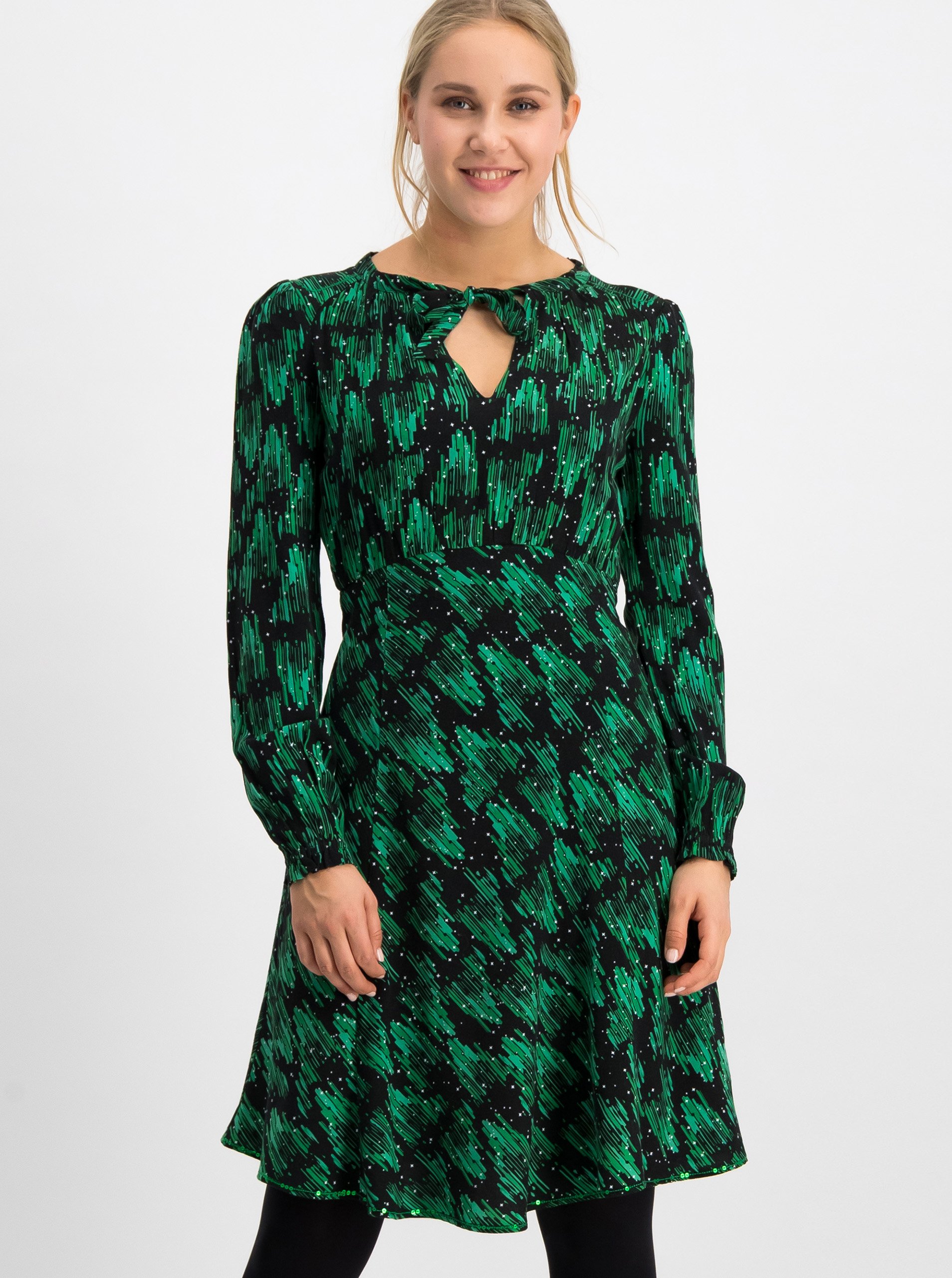 Levně Zelené vzorované šaty Blutsgeschwister Greta