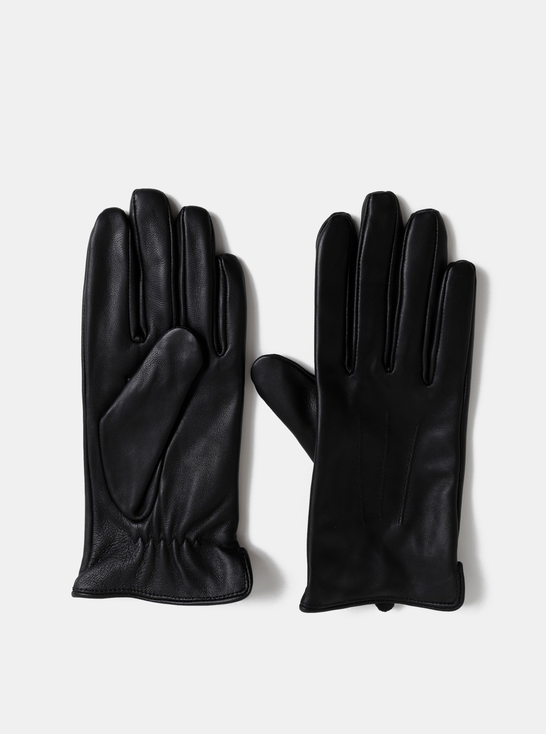 Lacno Čierne kožené rukavice Pieces Nellie