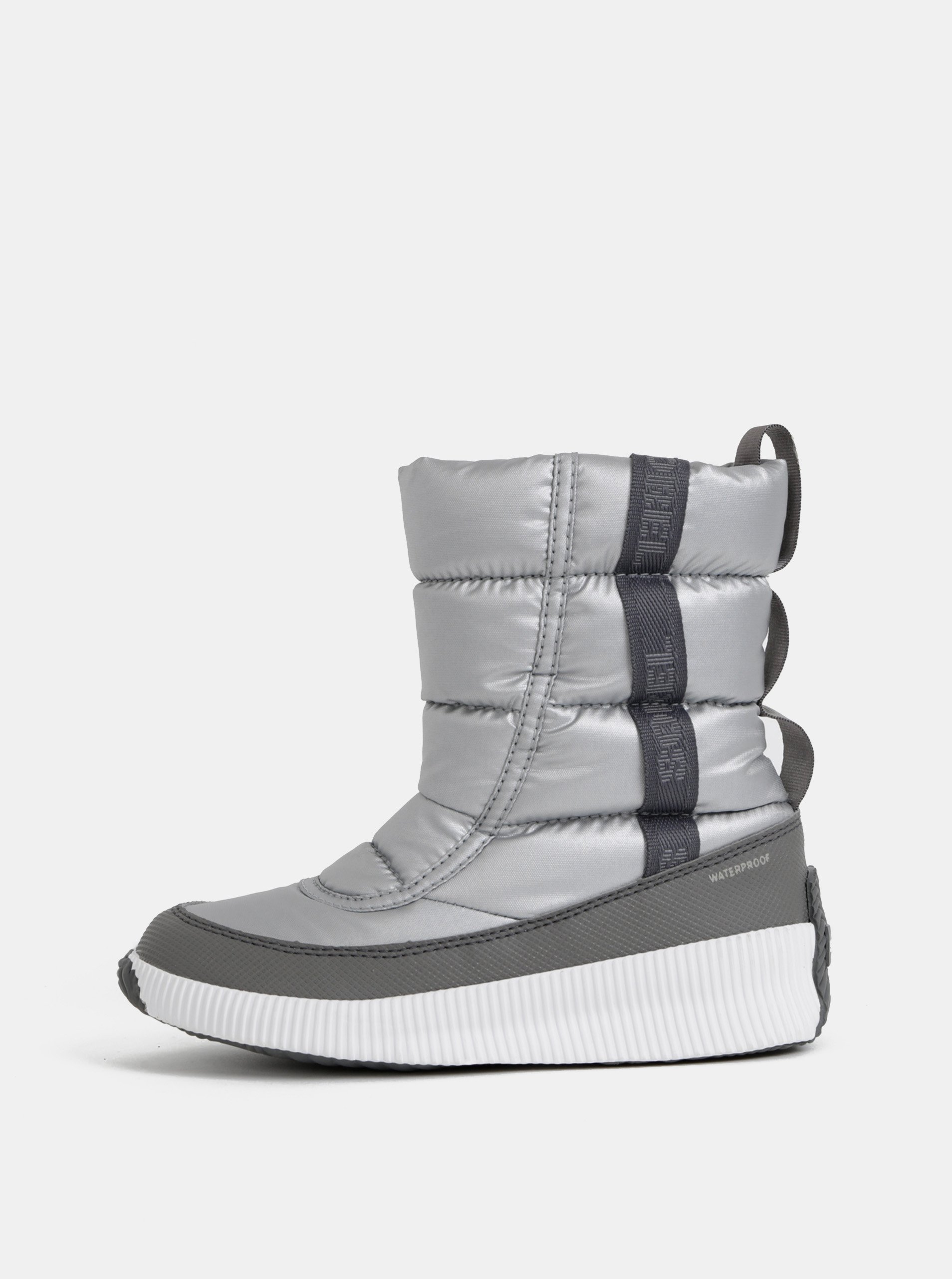 Levně Dámské zimní nepromokavé boty ve stříbrné barvě SOREL OUT N ABOUT