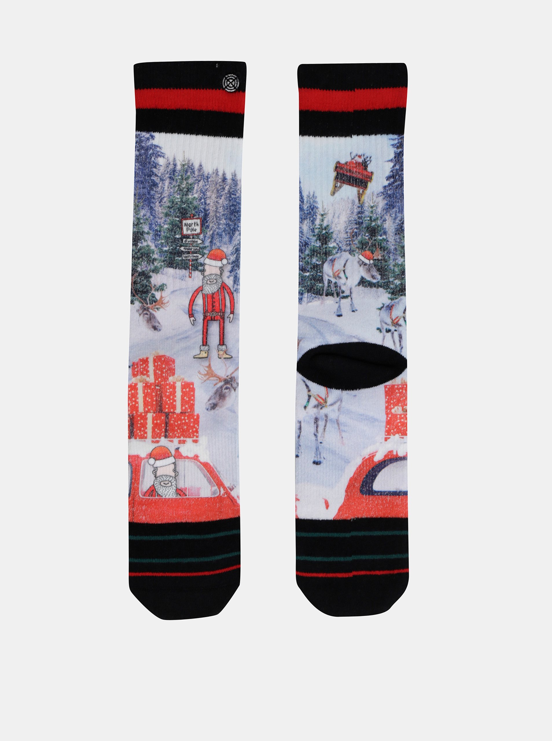 Levně Červeno-modré pánské ponožky s vánočním motivem XPOOOS