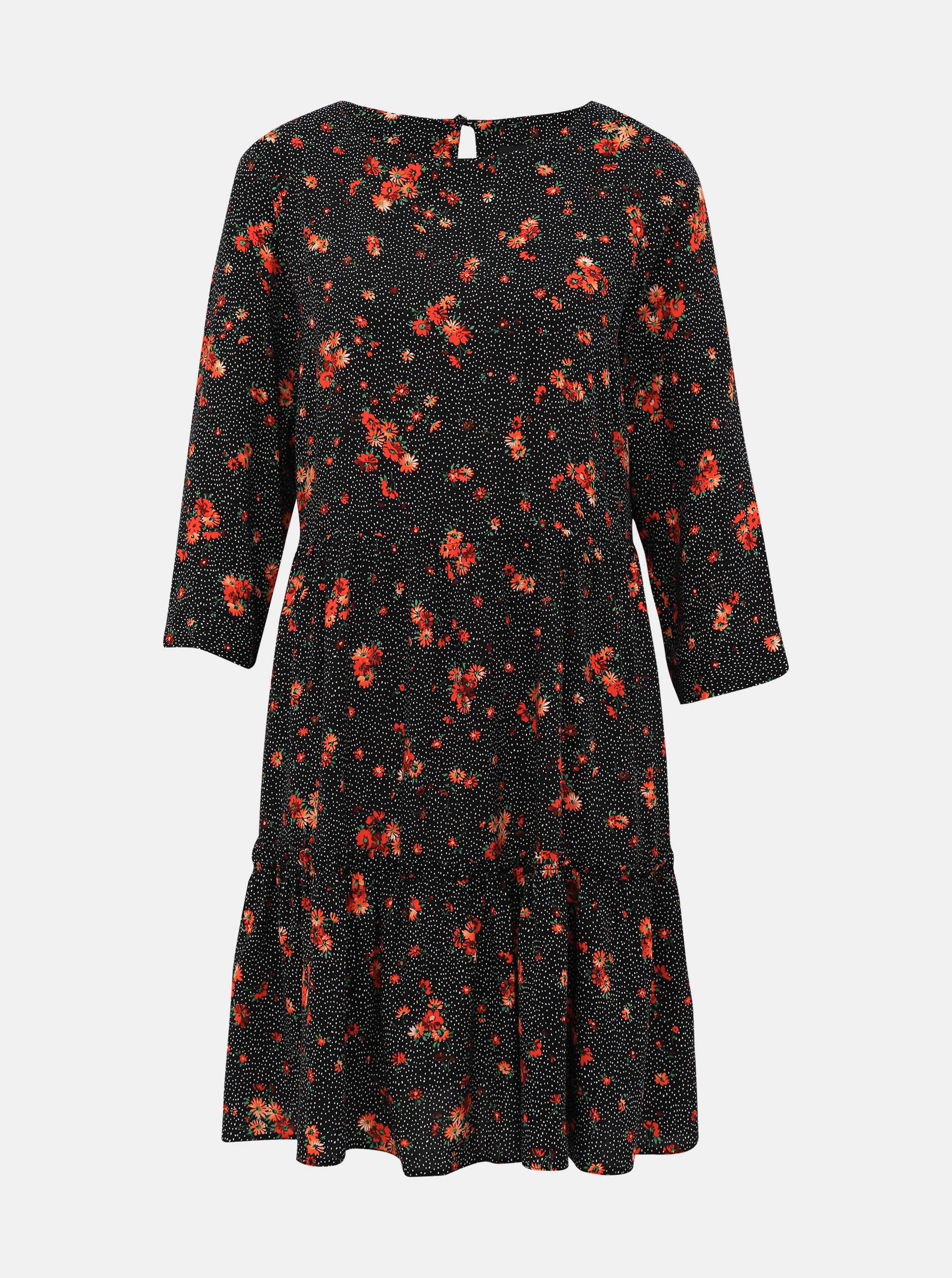 Levně Černé květované šaty M&Co