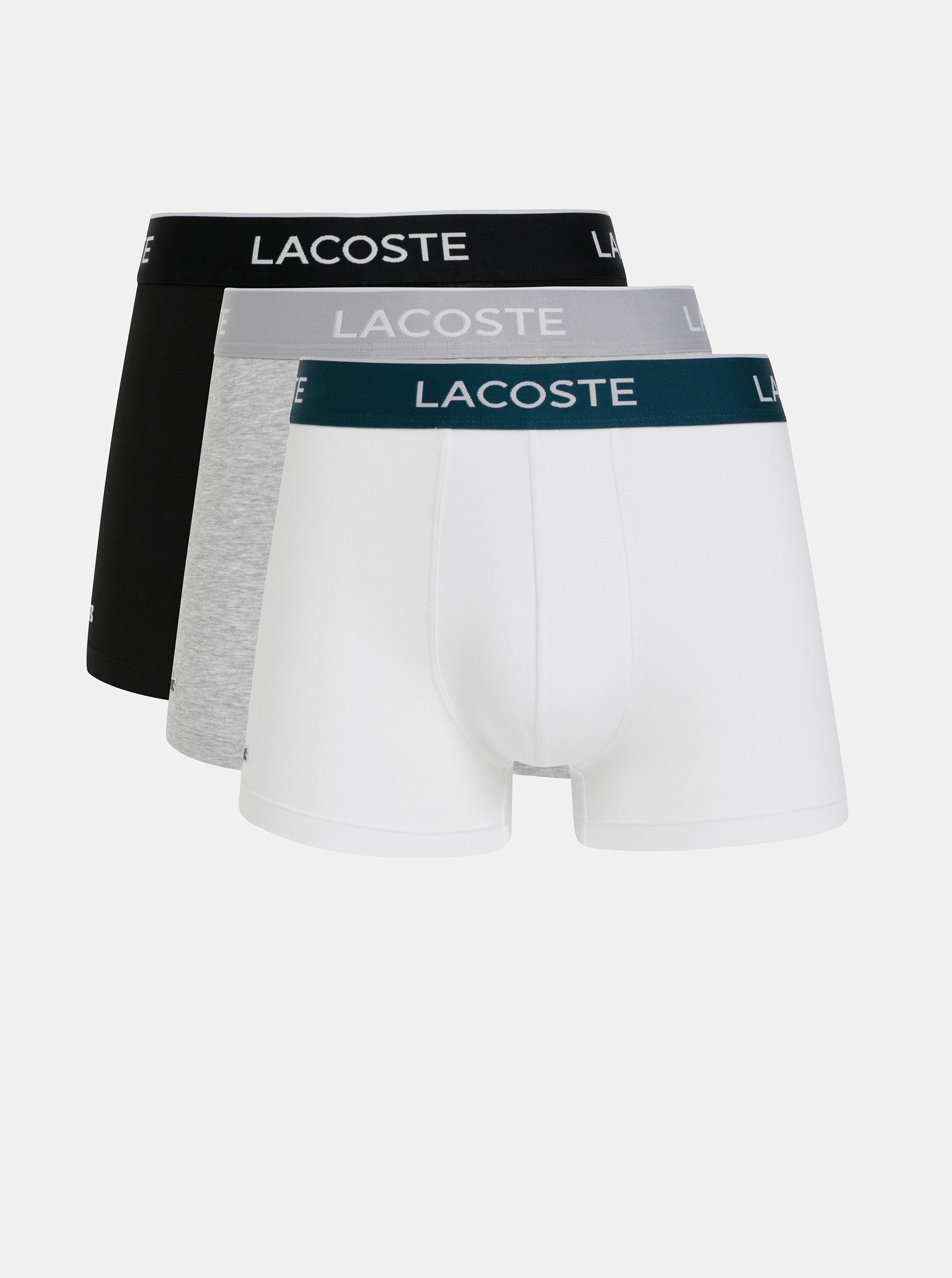 Levně Sada tří boxerek v černé, šedé a bílé barvě Lacoste