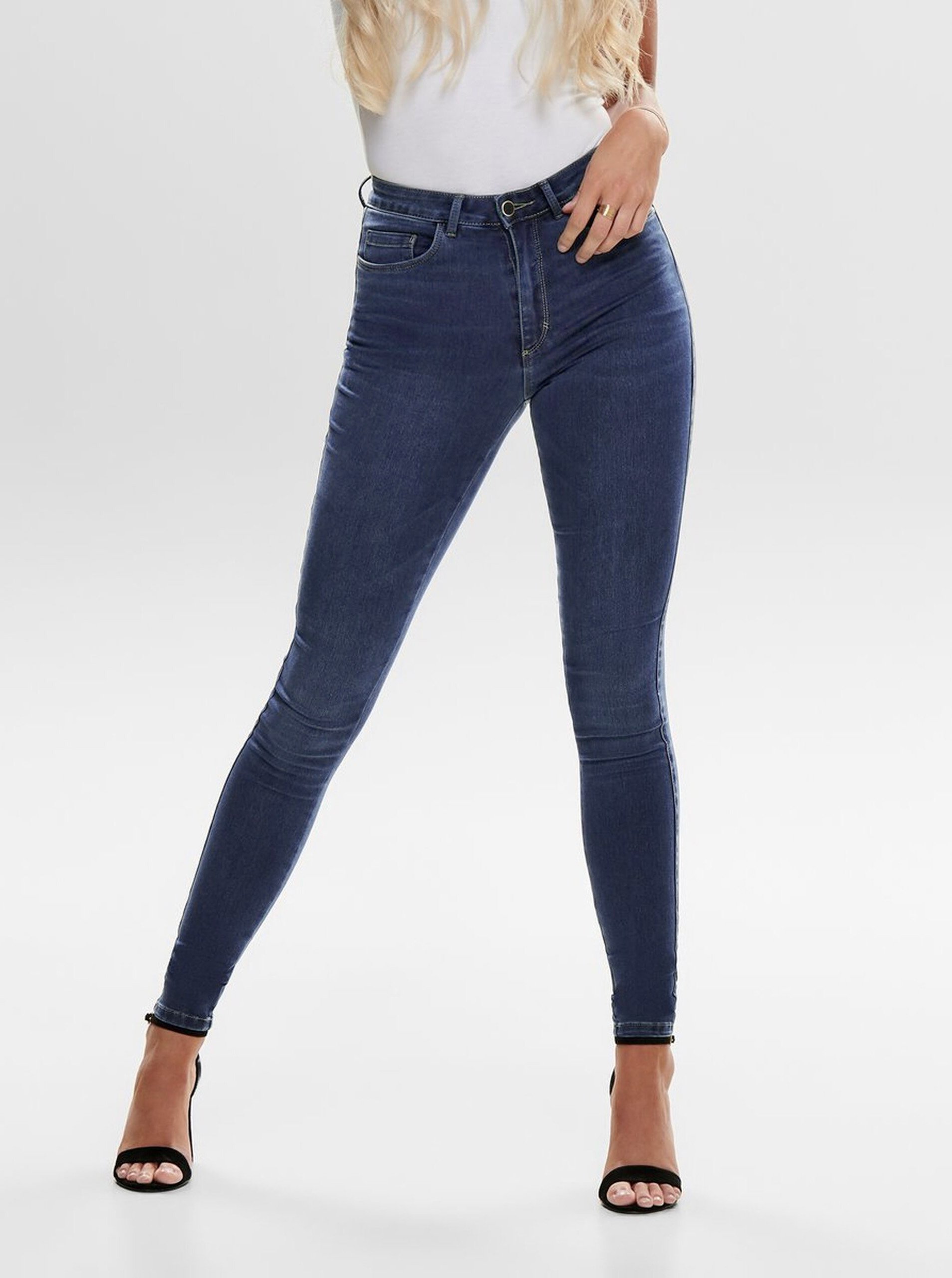 E-shop Modré skinny fit džíny s vysokým pasem ONLY Royal