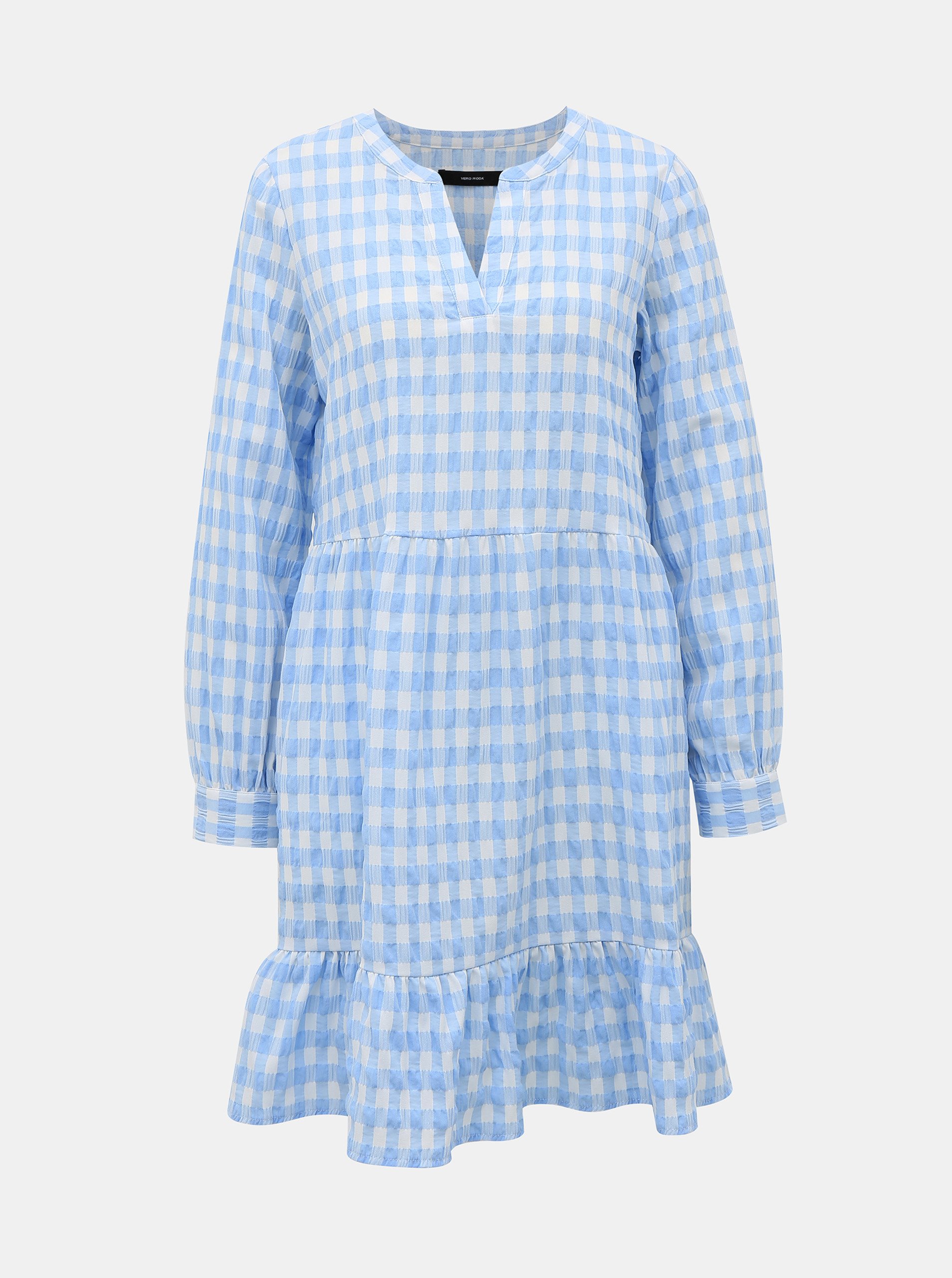 E-shop Bielo-modré kockované šaty VERO MODA Kimi