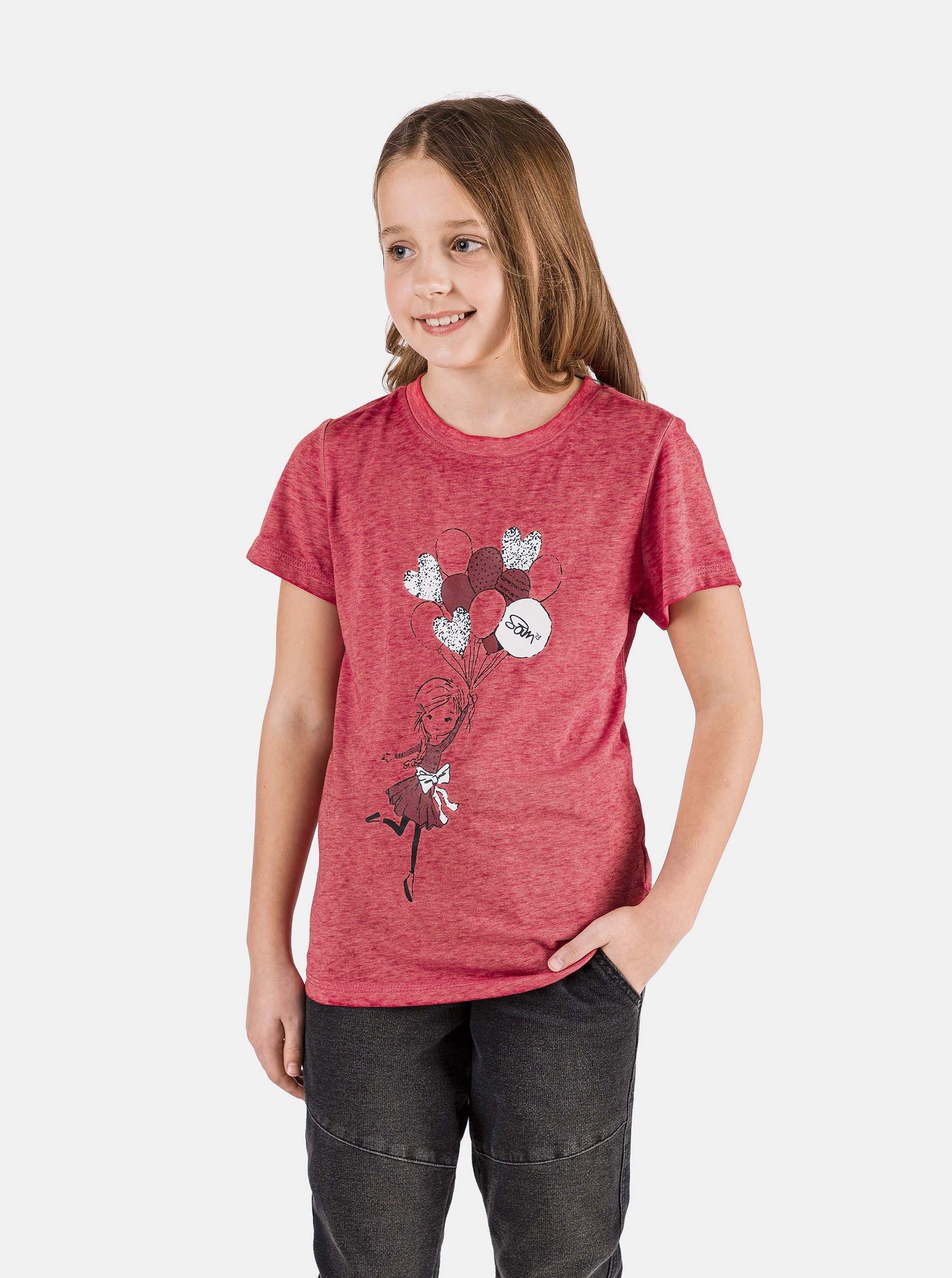 Lacno Červené dievčenské tričko SAM 73