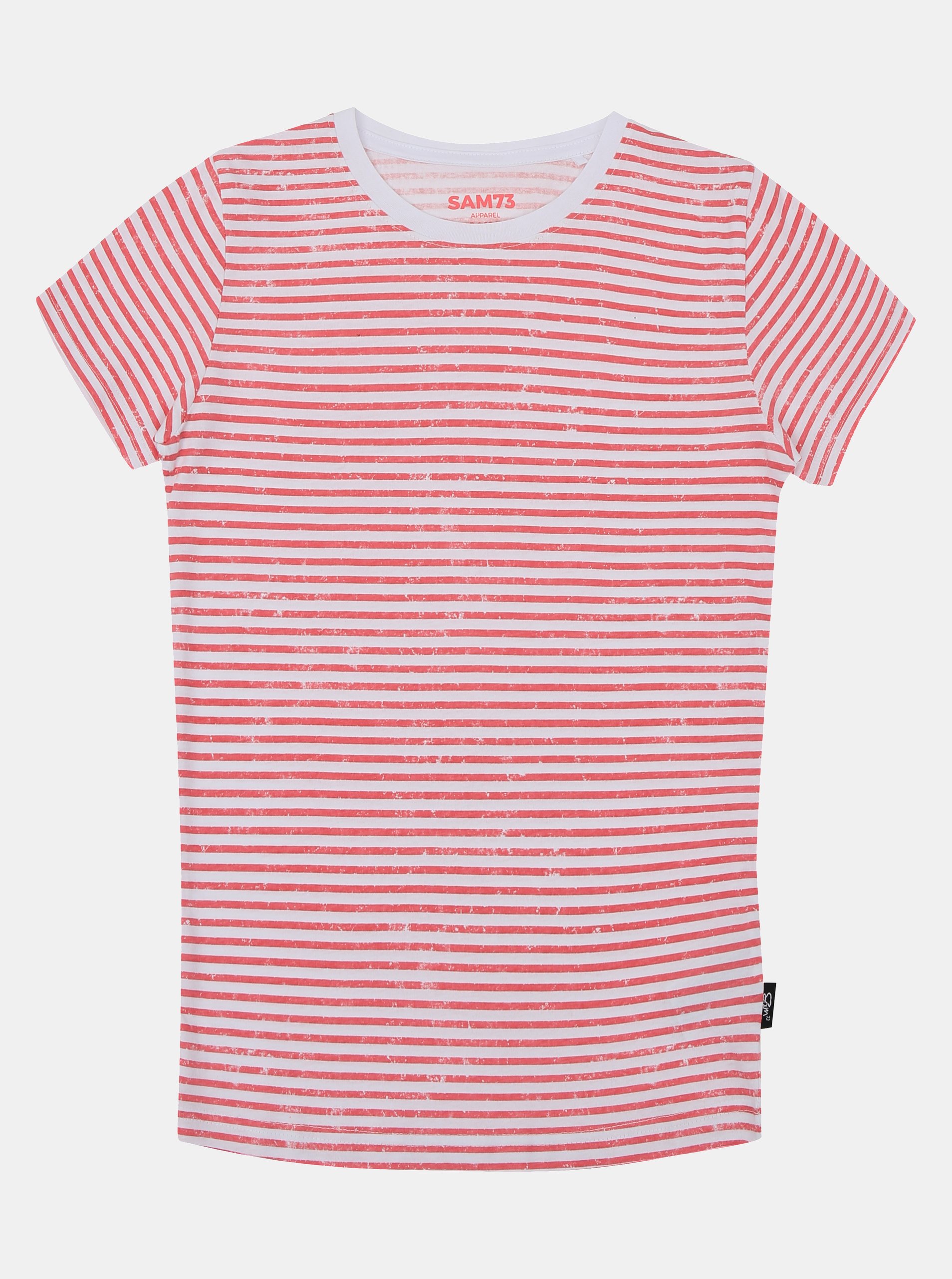 Lacno Ružovo-biele dievčenské pruhované tričko SAM 73