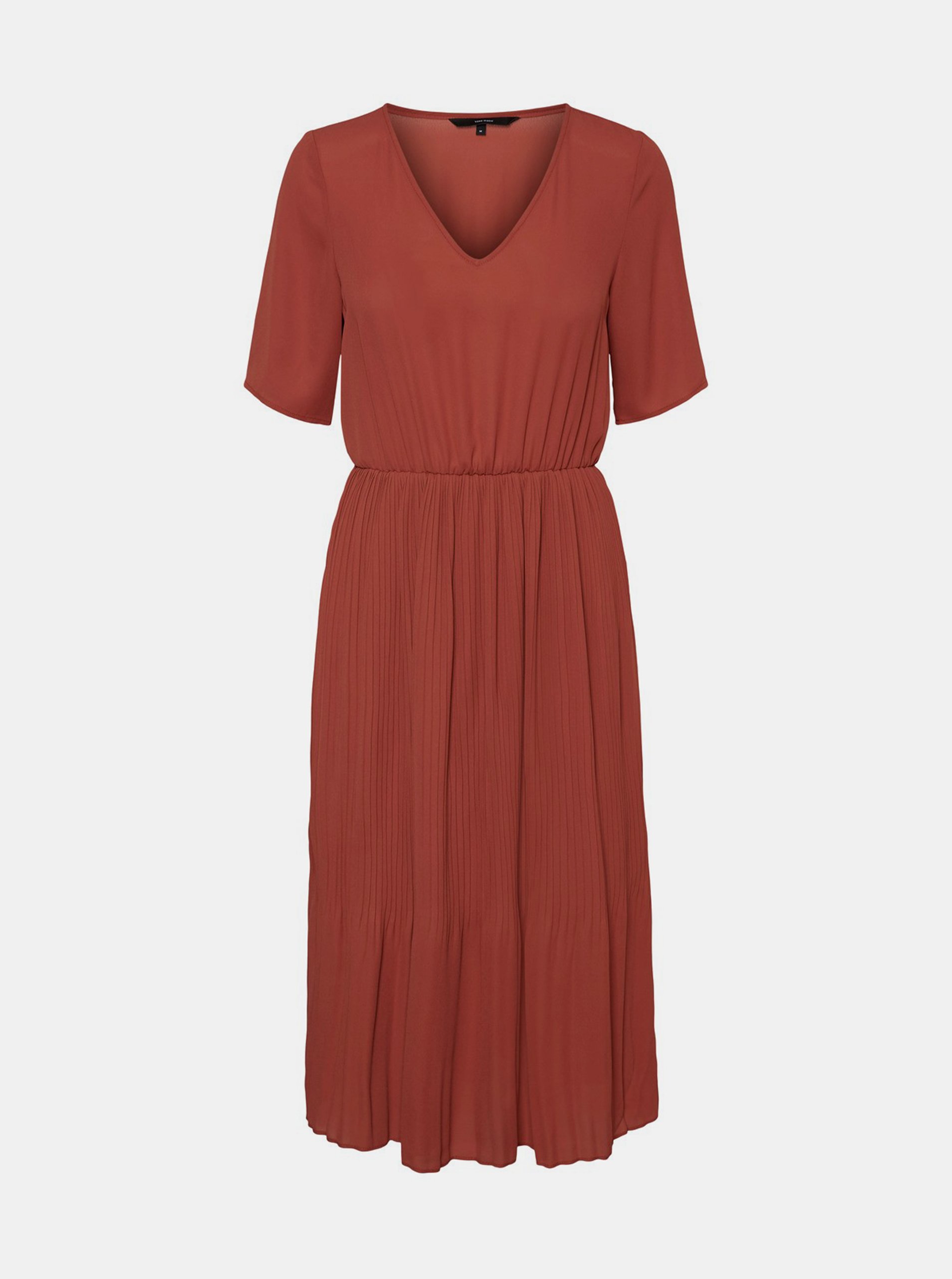 E-shop Hnědé midišaty s plisovanou sukní VERO MODA Malou