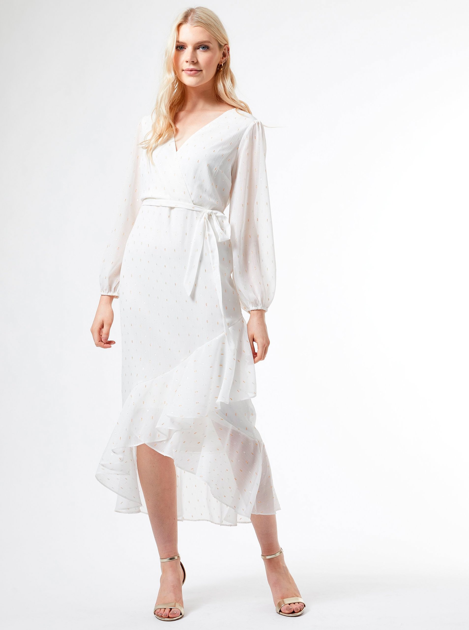 Lacno Biele vzorované šaty Dorothy Perkins