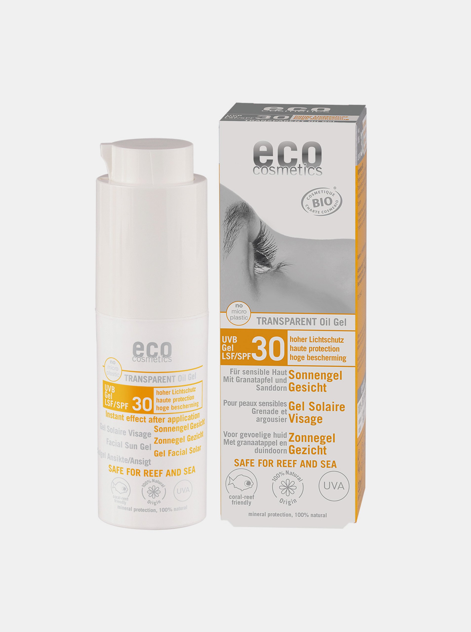 Levně Opalovací transparentní gel na obličej SPF 30 30 ml Eco Cosmetics