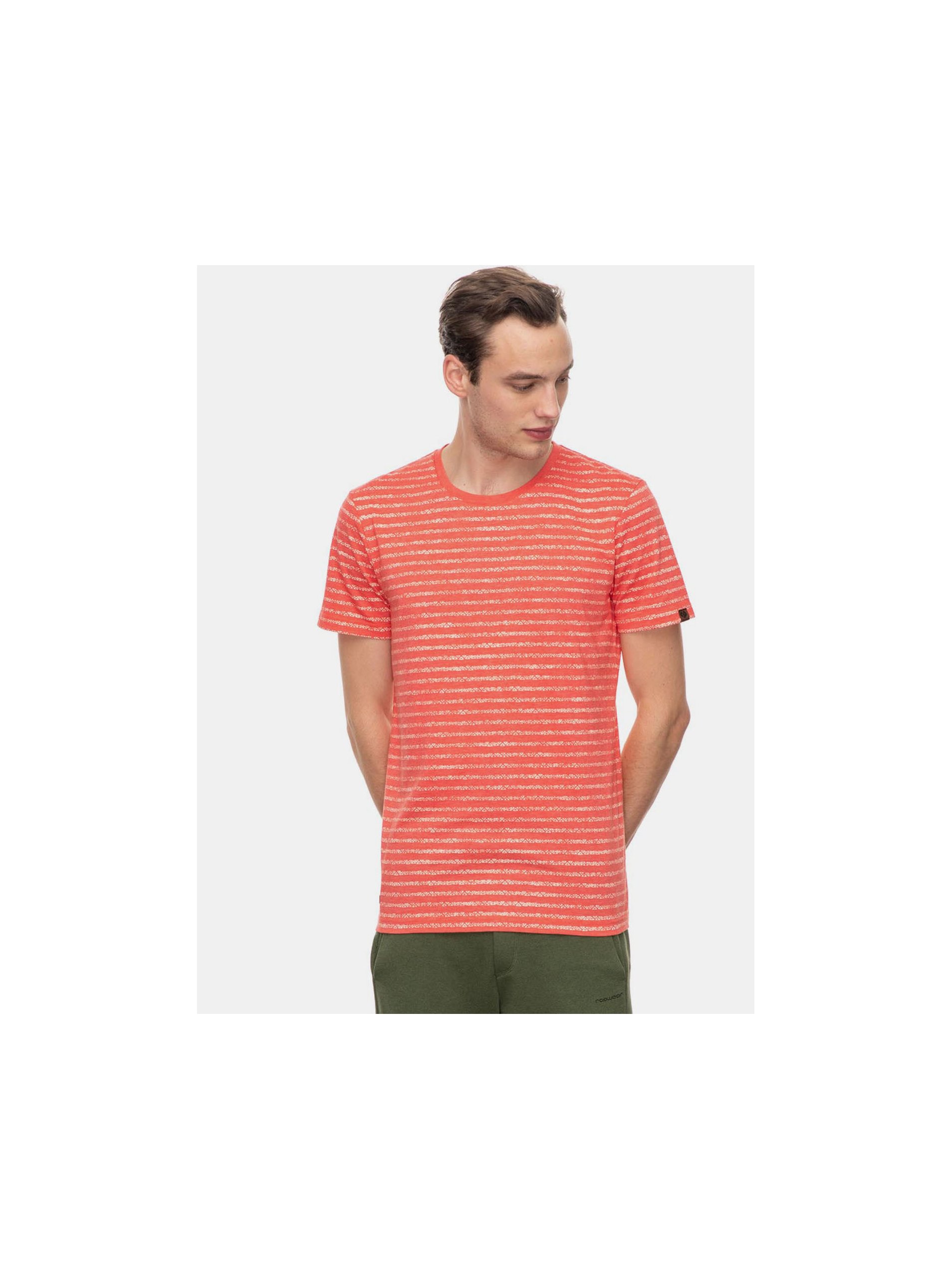 Levně Červené pánské pruhované tričko Ragwear Steef