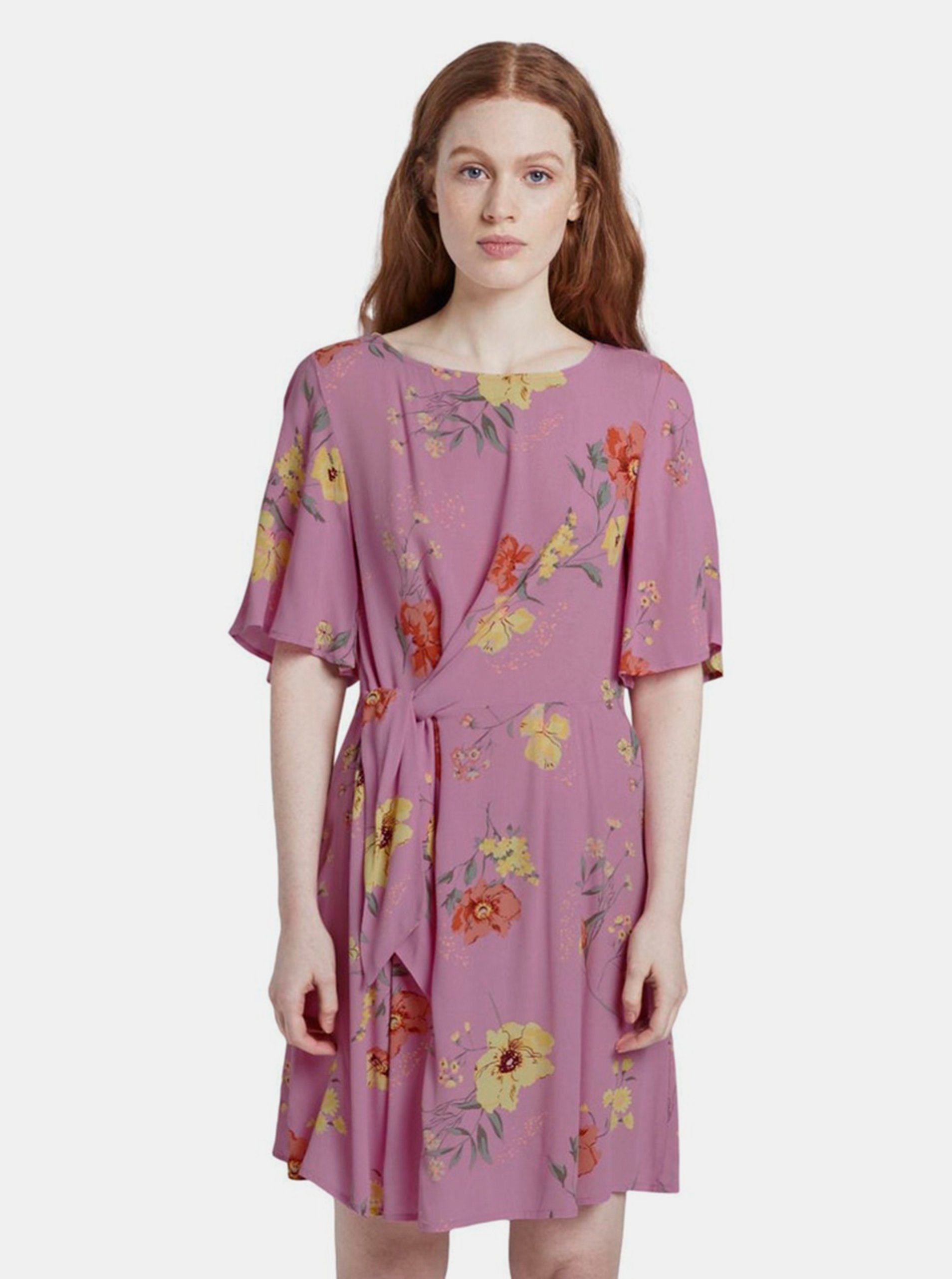 E-shop Růžové dámské květované šaty Tom Tailor Denim