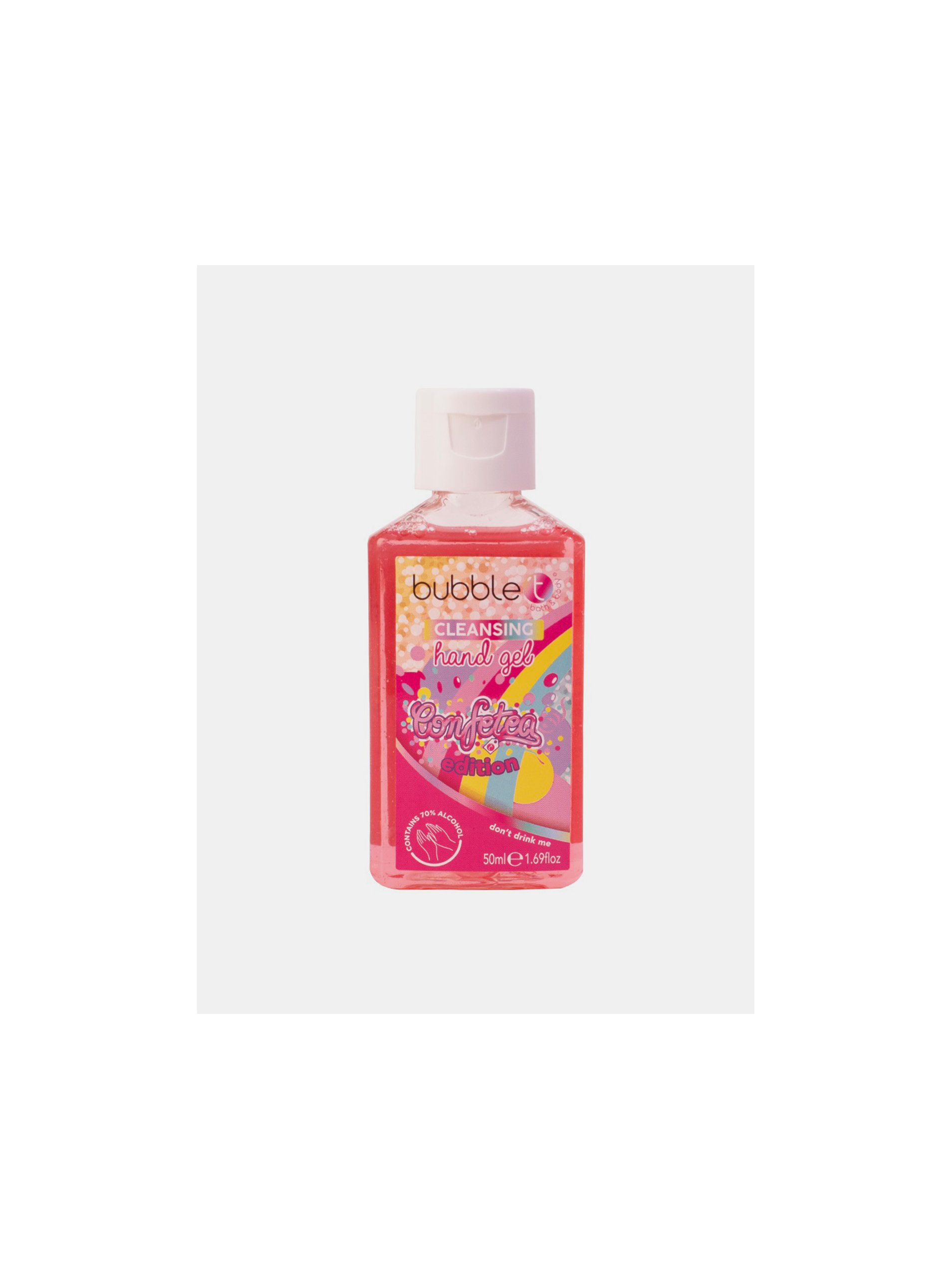 Levně Antibakteriální gel na ruce (70% alkoholu) Bubble T Cosmetics Rainbow 50 ml