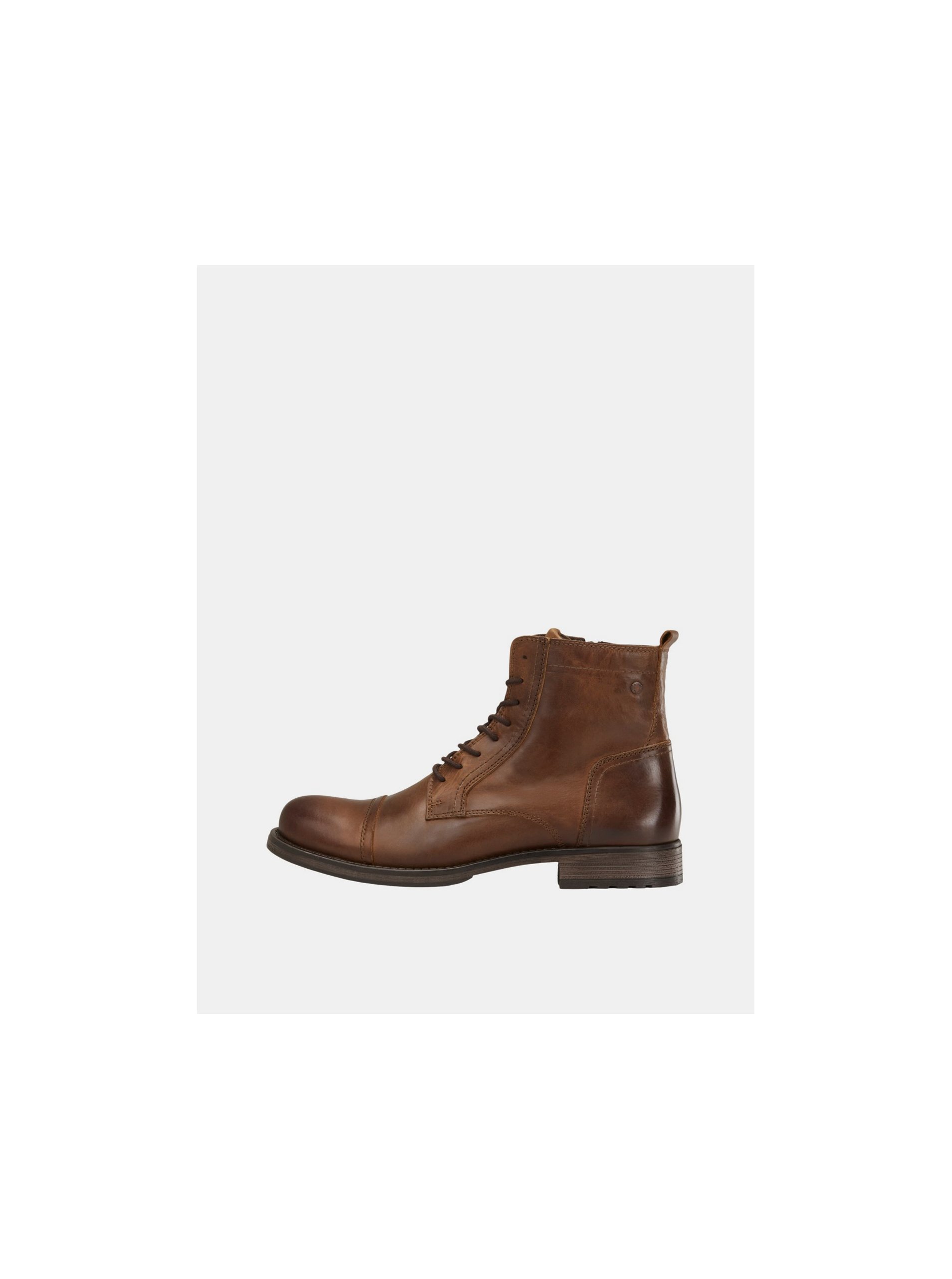 E-shop Hnědé pánské kožené kotníkové boty Jack & Jones Russel
