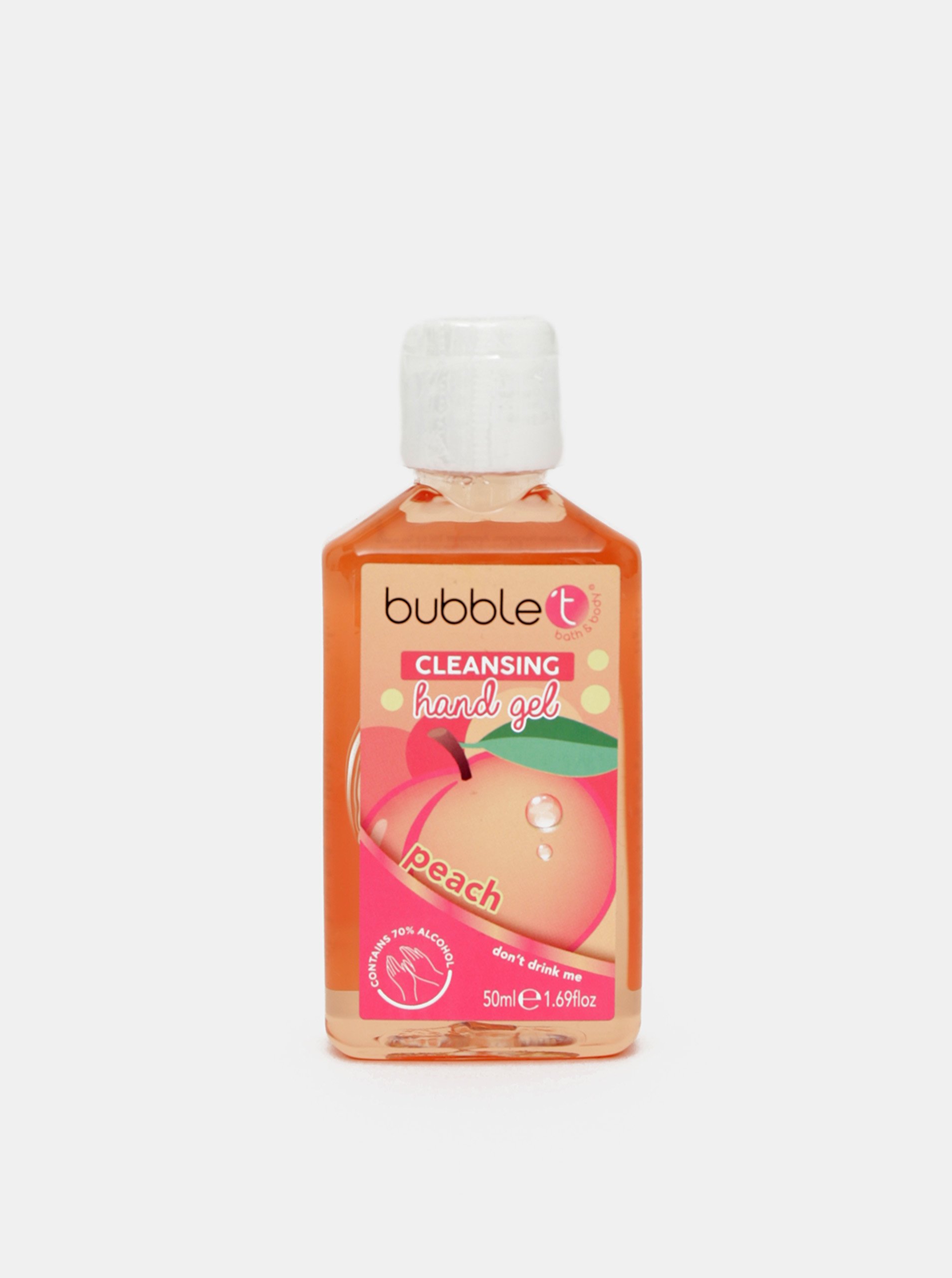 Levně Antibakteriální gel na ruce (70% alkoholu) Bubble T Cosmetics Peach 50 ml