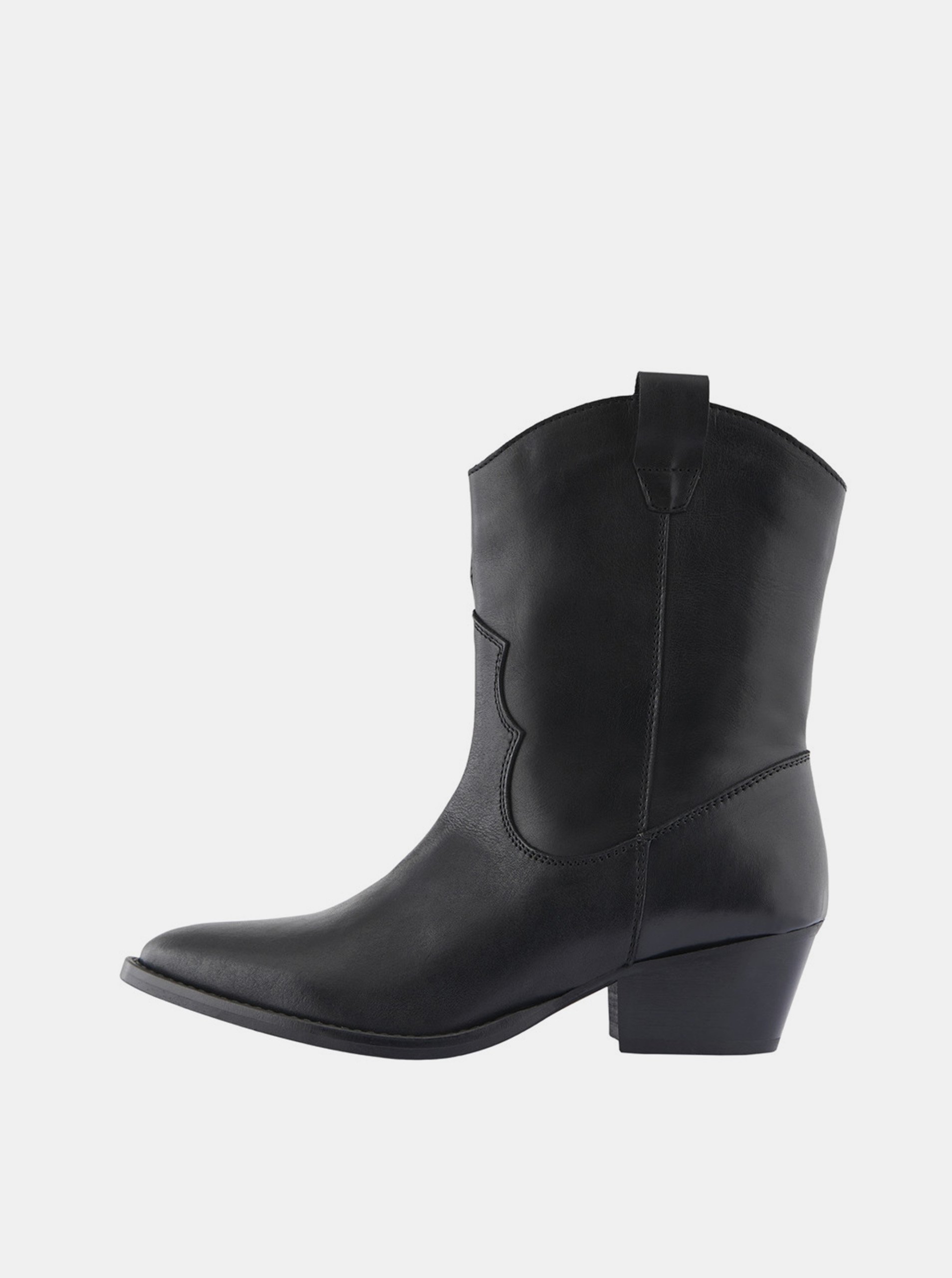 E-shop Černé dámské kožené kotníkové boty Pieces Sarada