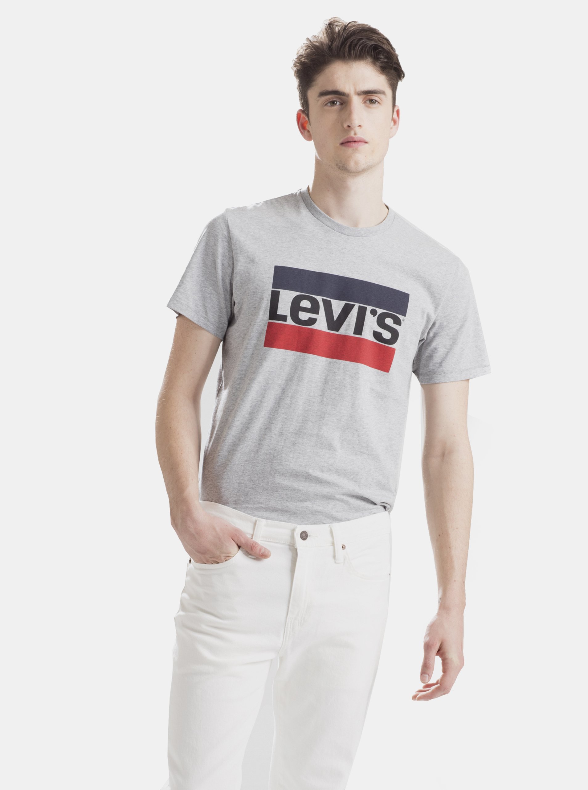 Lacno Šedé pánske tričko s potlačou Levi's®