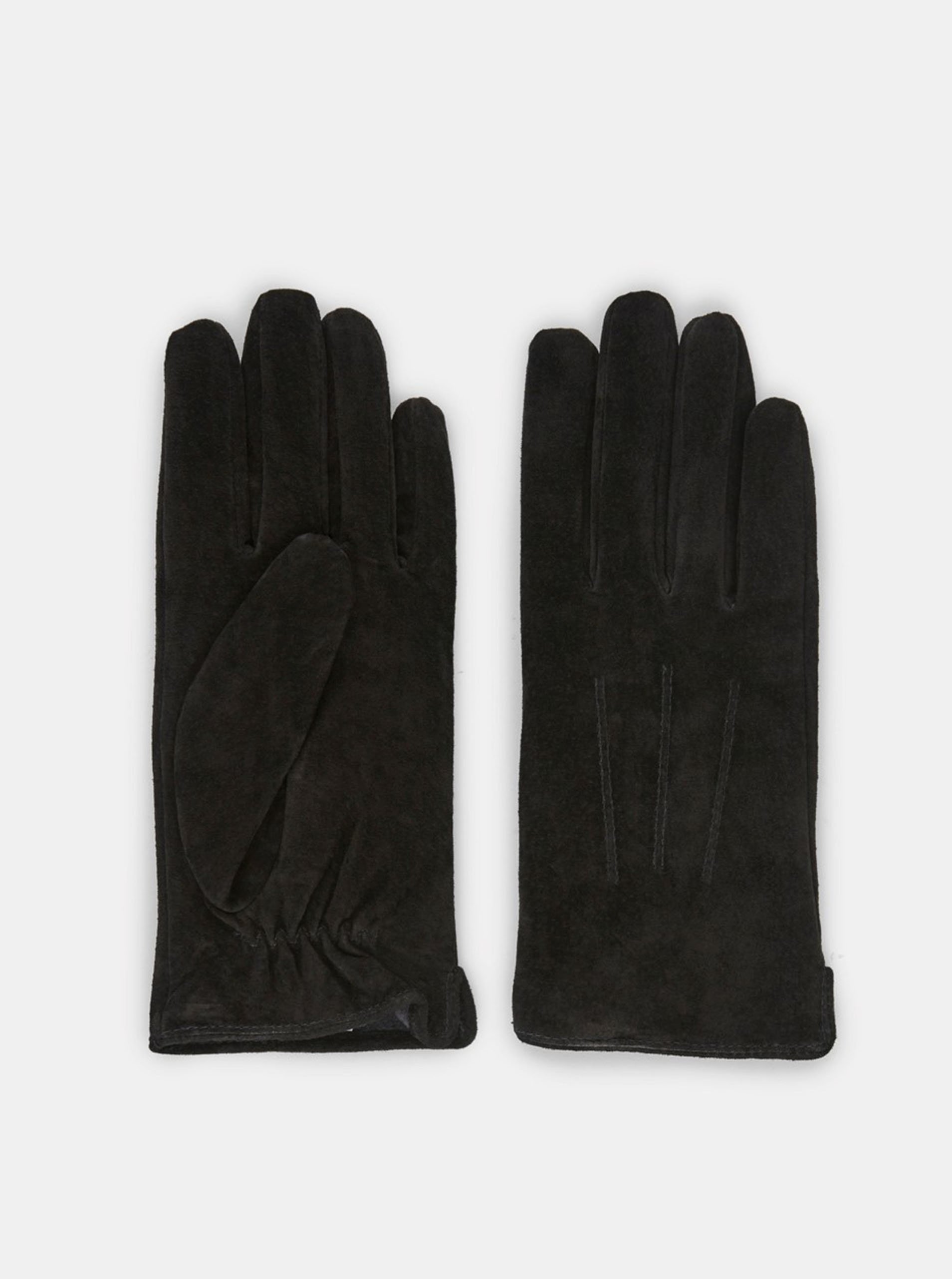 Lacno Čierne semišové rukavice Pieces Nellie