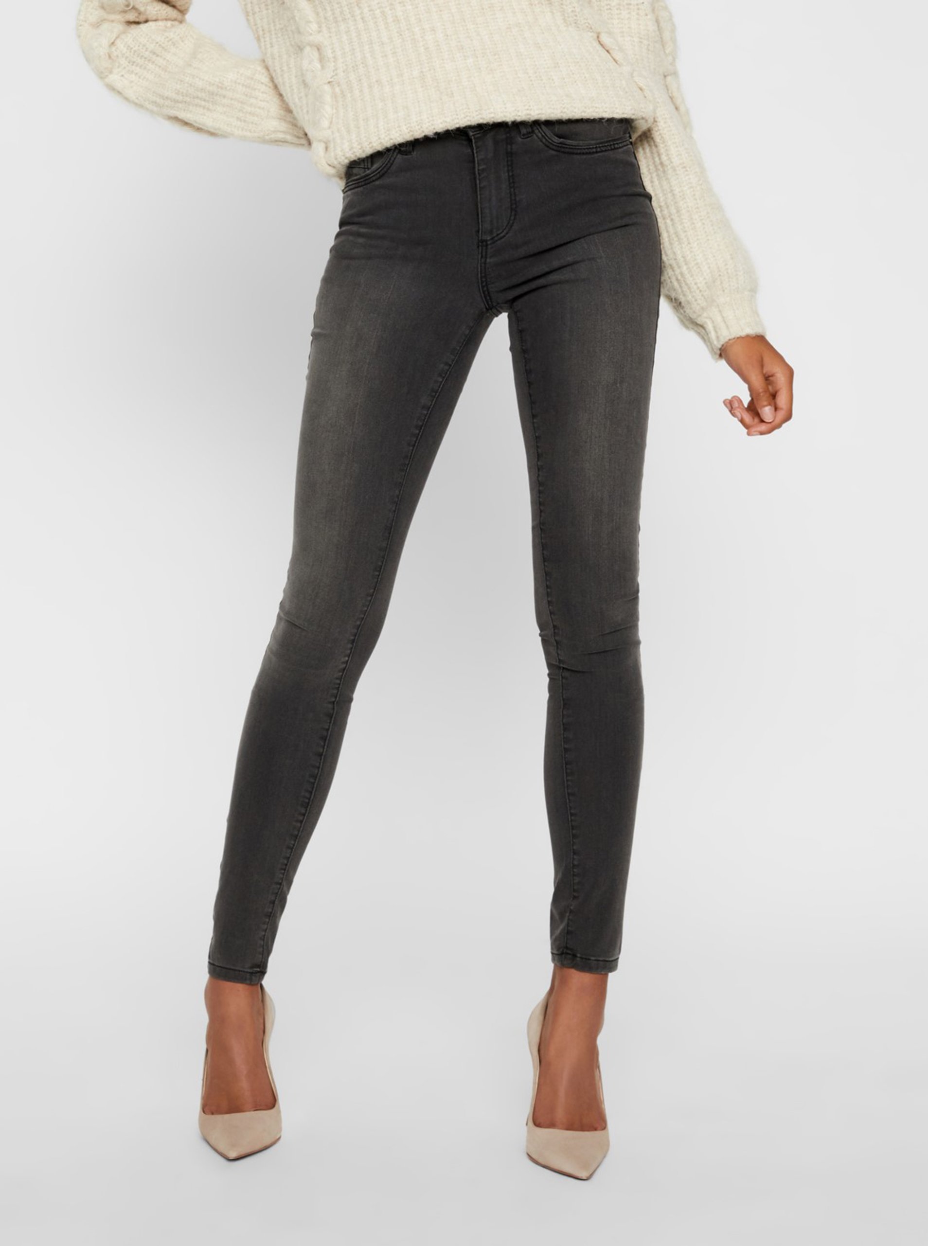 Lacno Tmavošedé skinny fit rifle VERO MODA Tanya