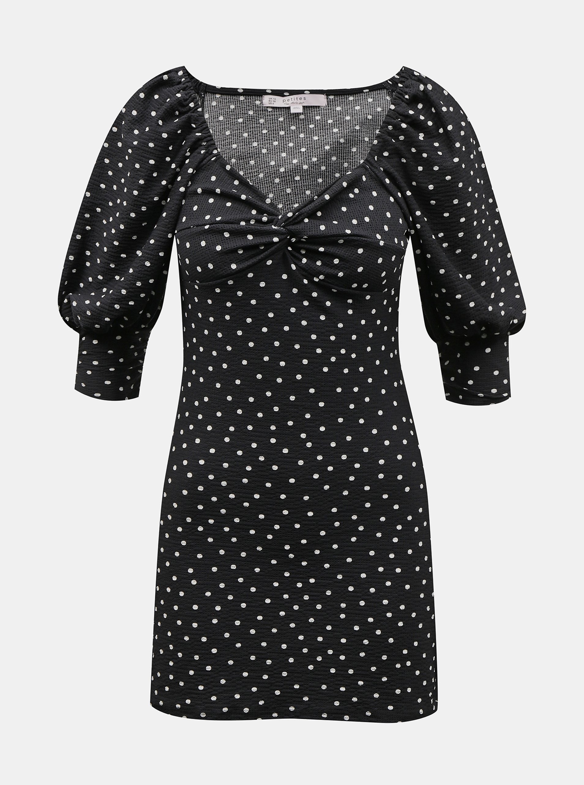 Levně Černé puntíkované šaty Miss Selfridge Petites