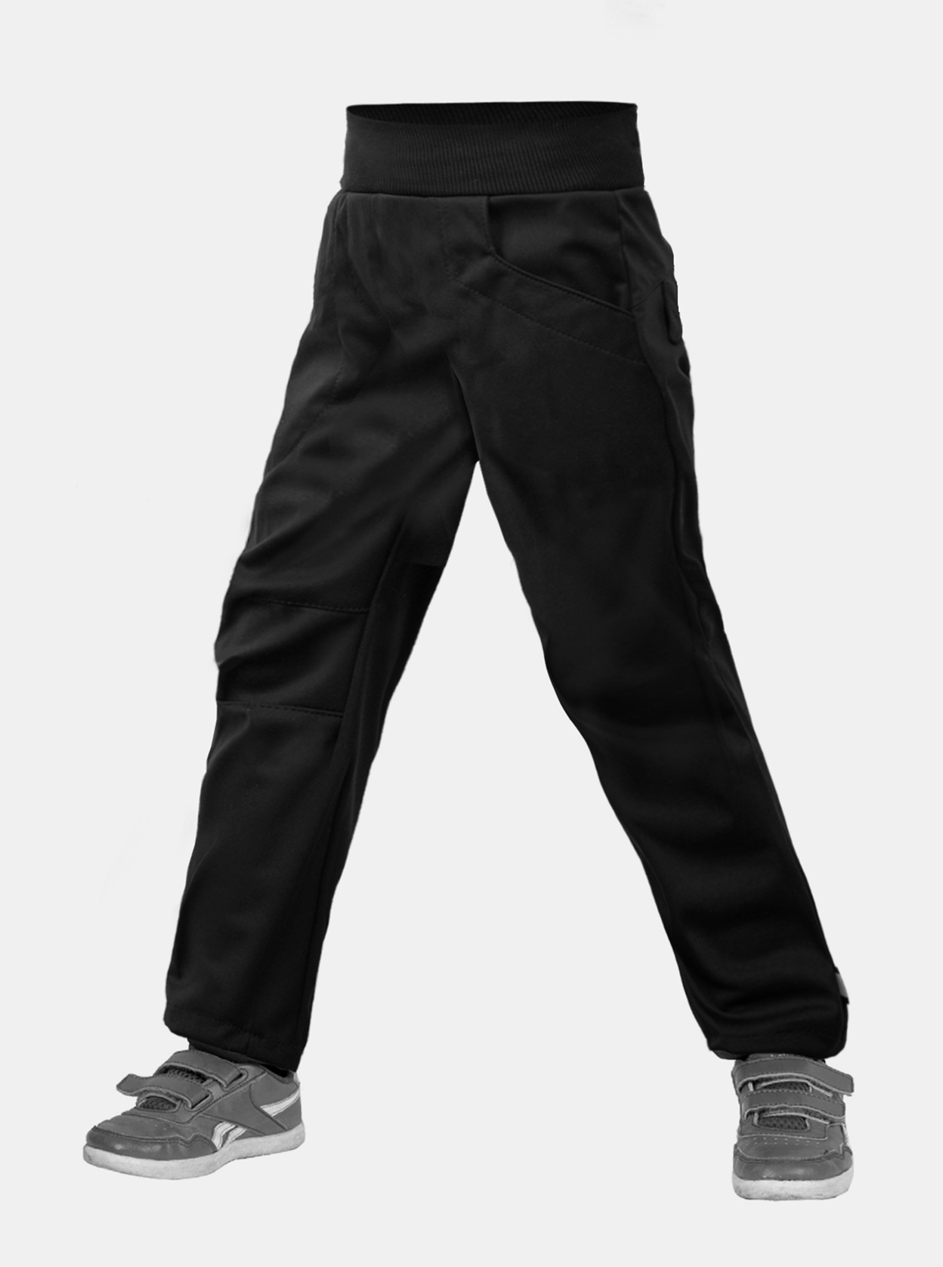 Levně Černé klučičí softshellové kalhoty bez zateplení Unuo Cool