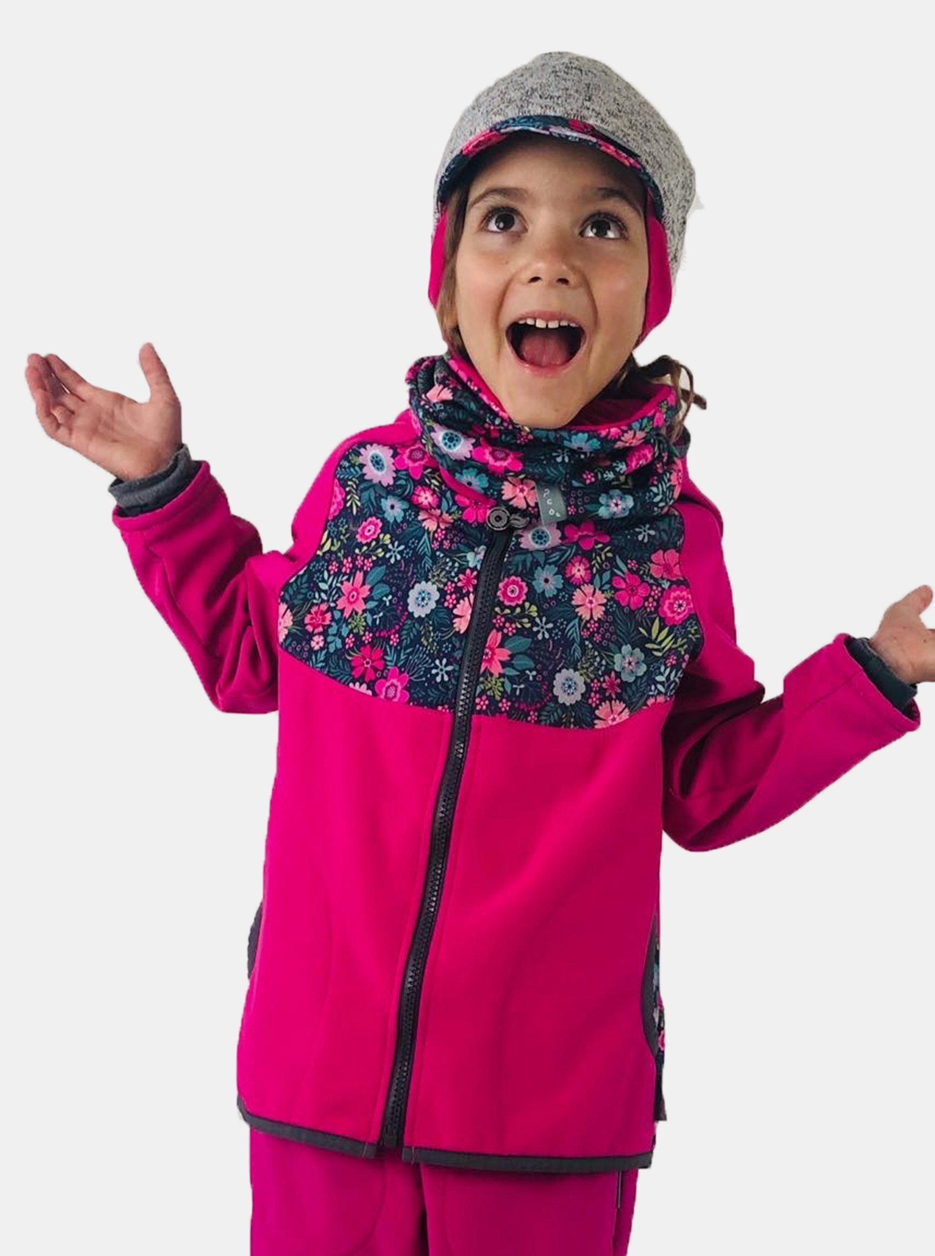 Levně Růžová holčičí softshellová bunda s fleecem Unuo