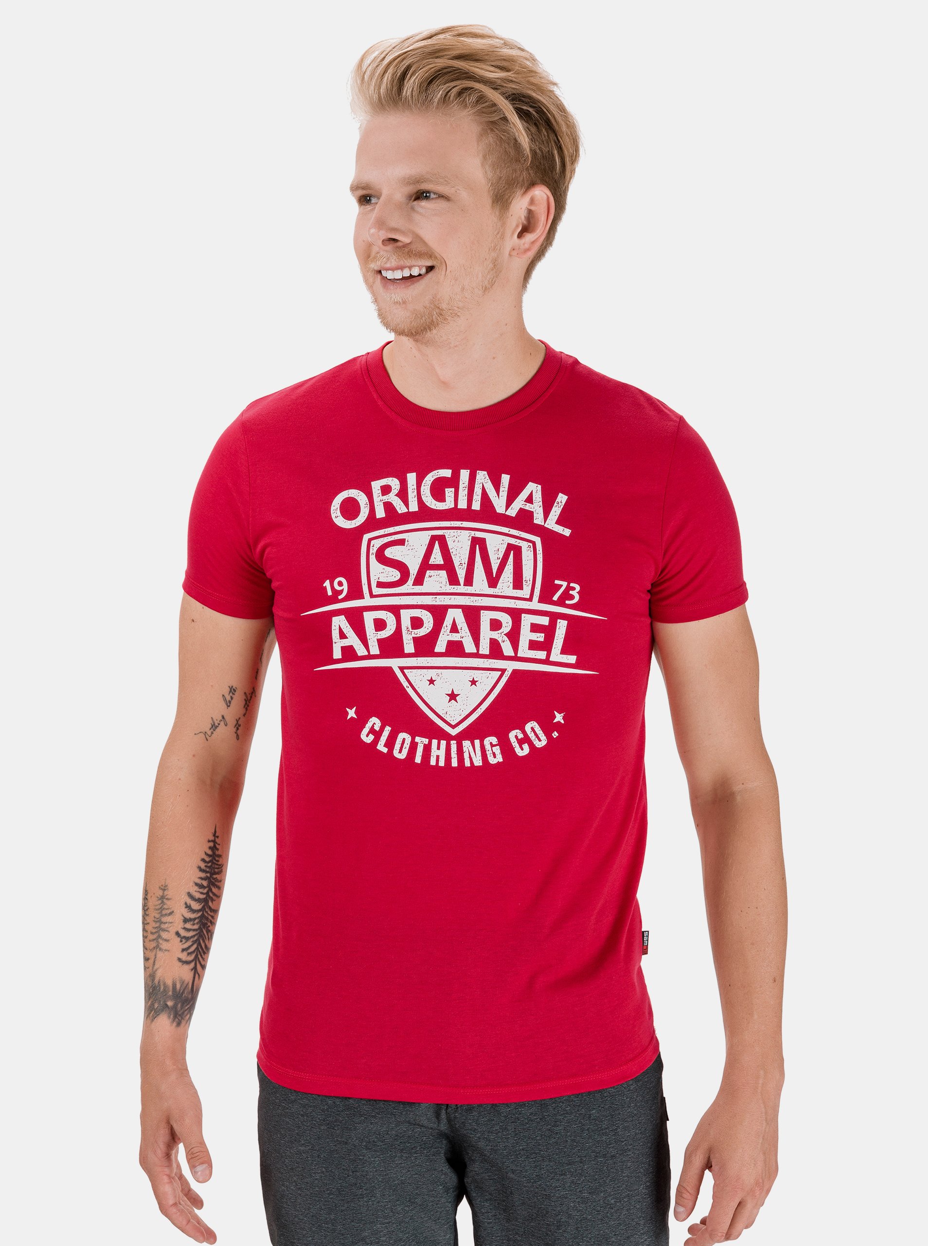 E-shop Červené pánske tričko s potlačou SAM 73