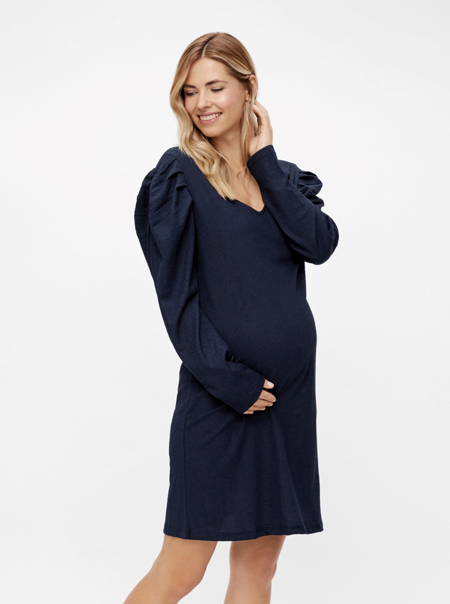 E-shop Tmavě modré těhotenské šaty Mama.licious