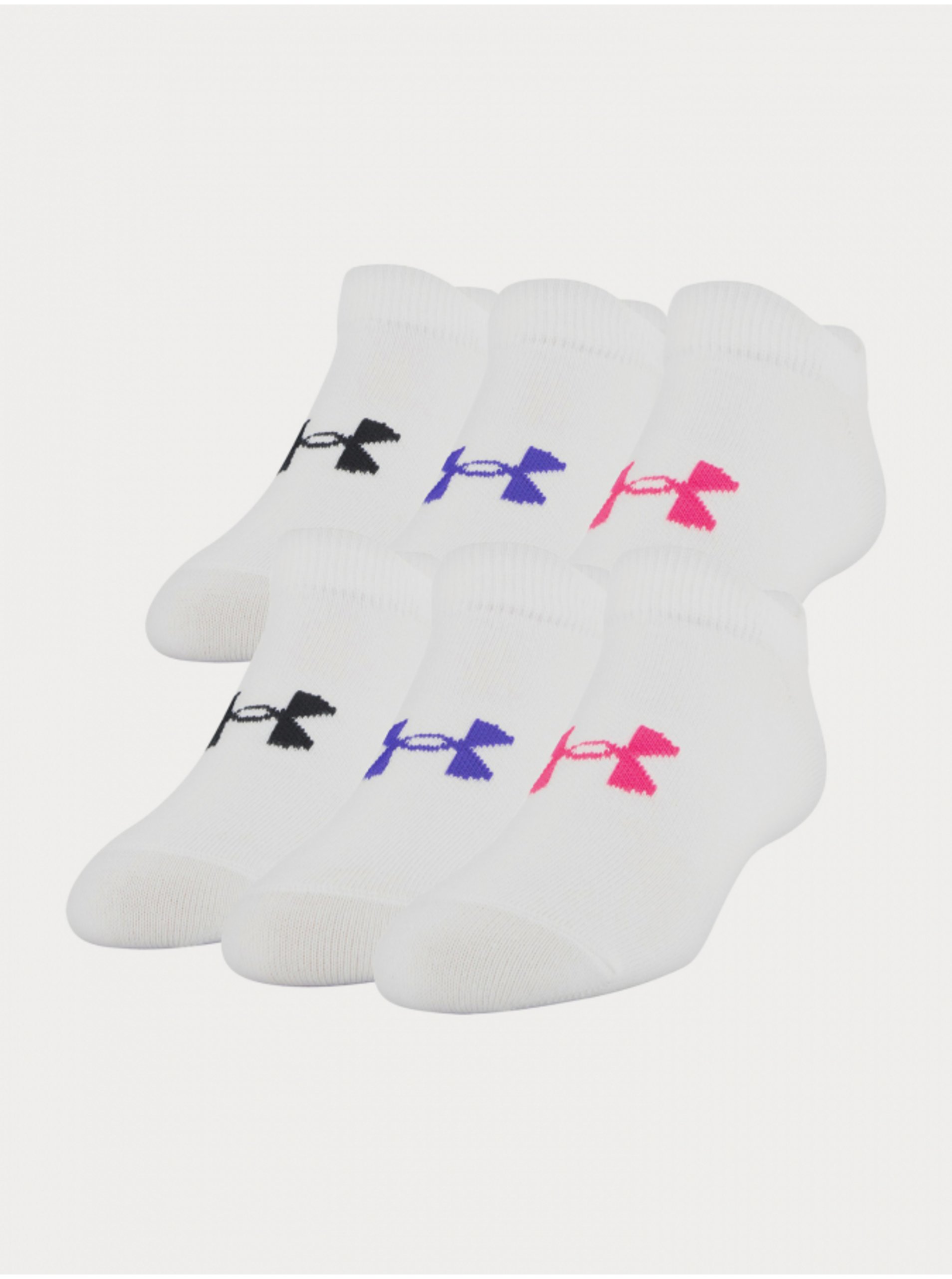 Levně Sada šesti párů holčičích ponožek v bílé barvě Under Armour Essential