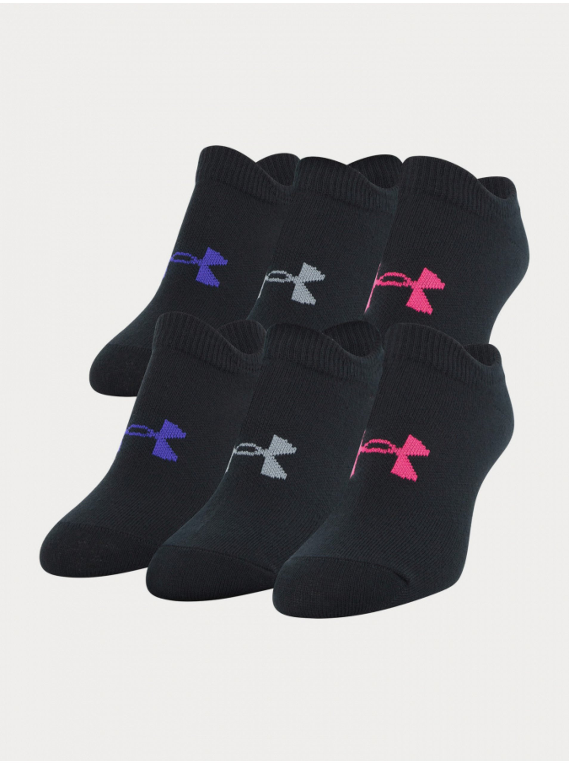 Levně Sada šesti černých holčičích ponožek Essential Under Armour