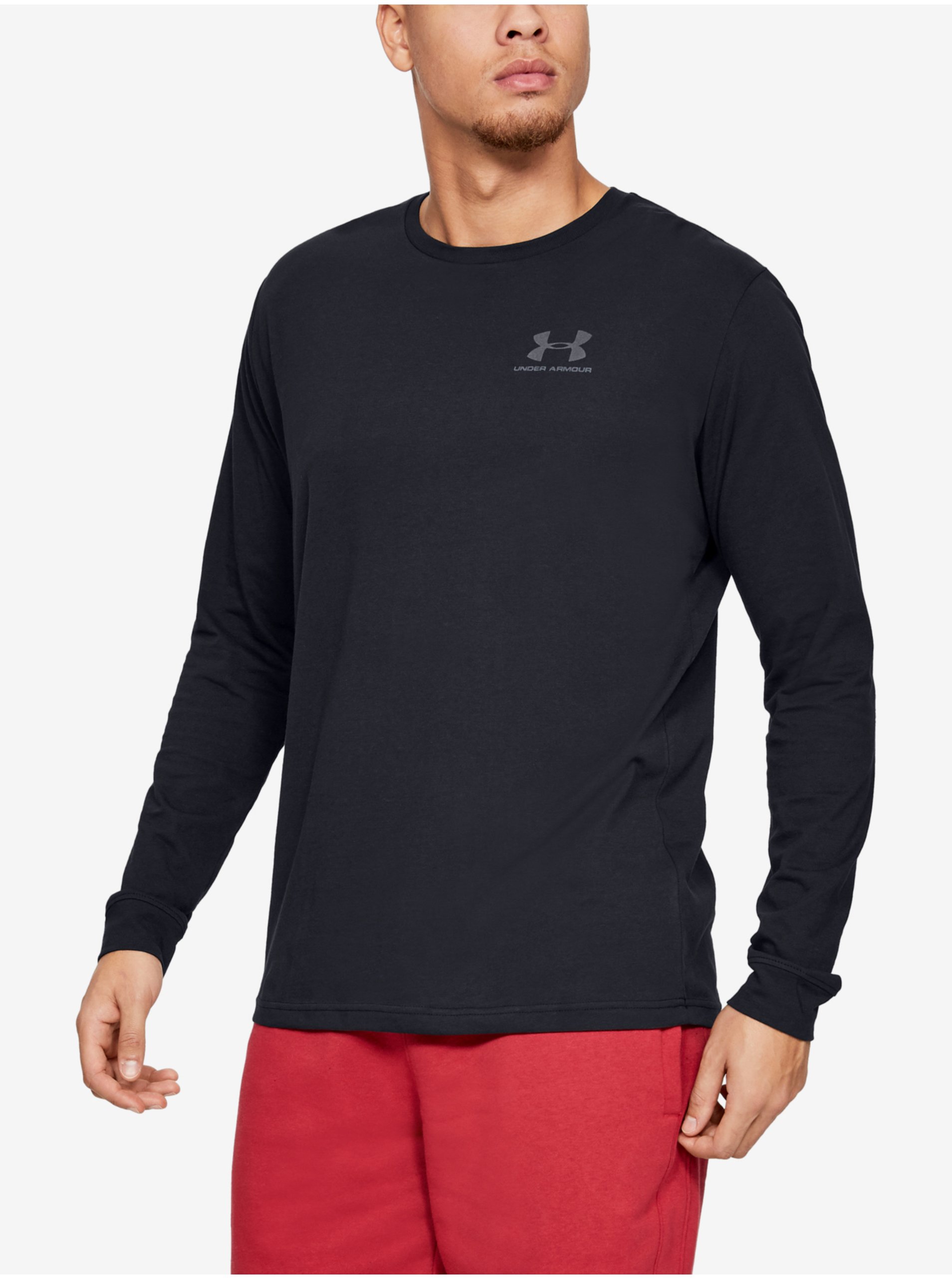 Levně Černé sportovní tričko Under Armour UA SPORTSTYLE LEFT CHEST LS