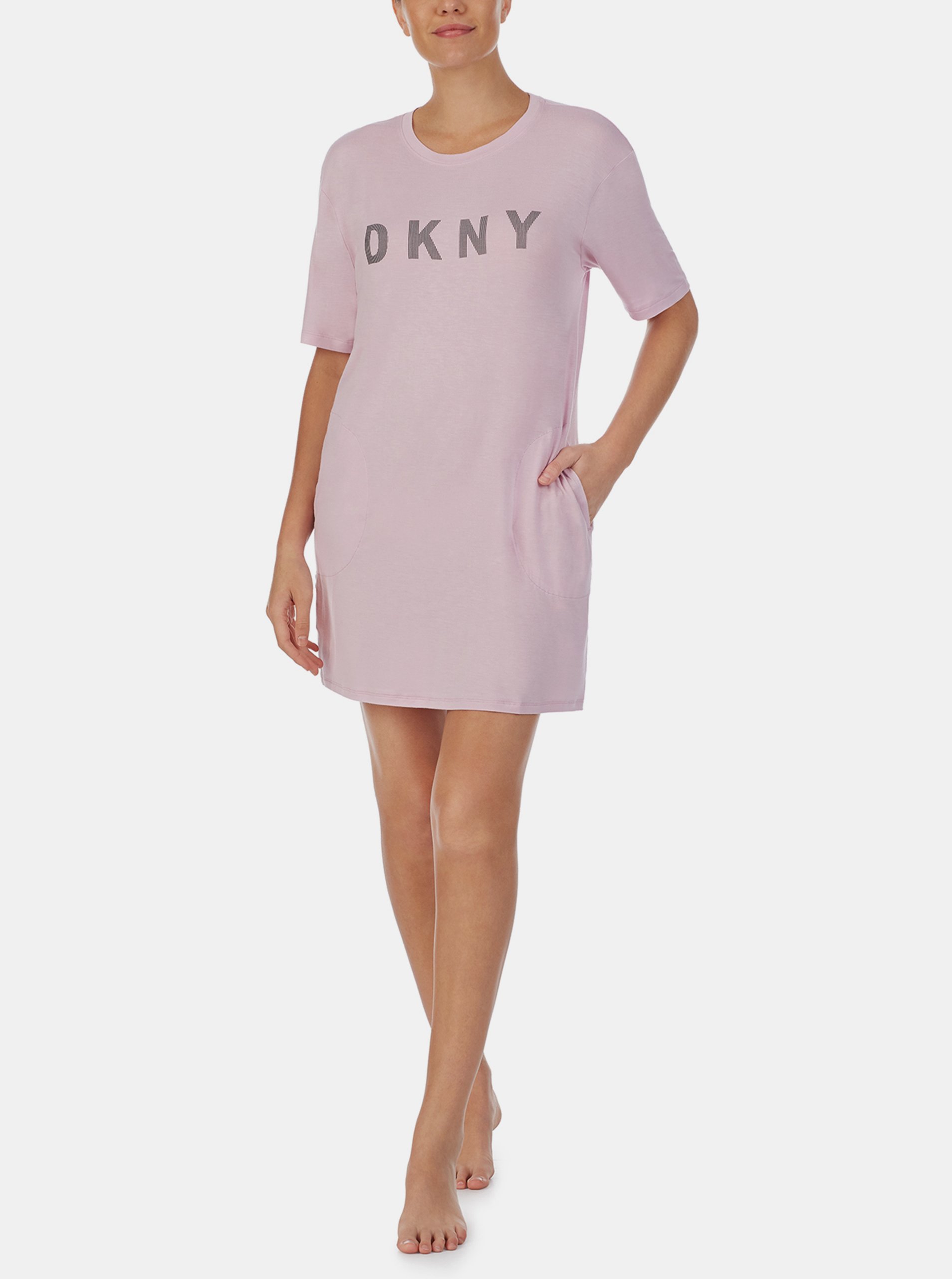 Levně Růžová noční košile DKNY