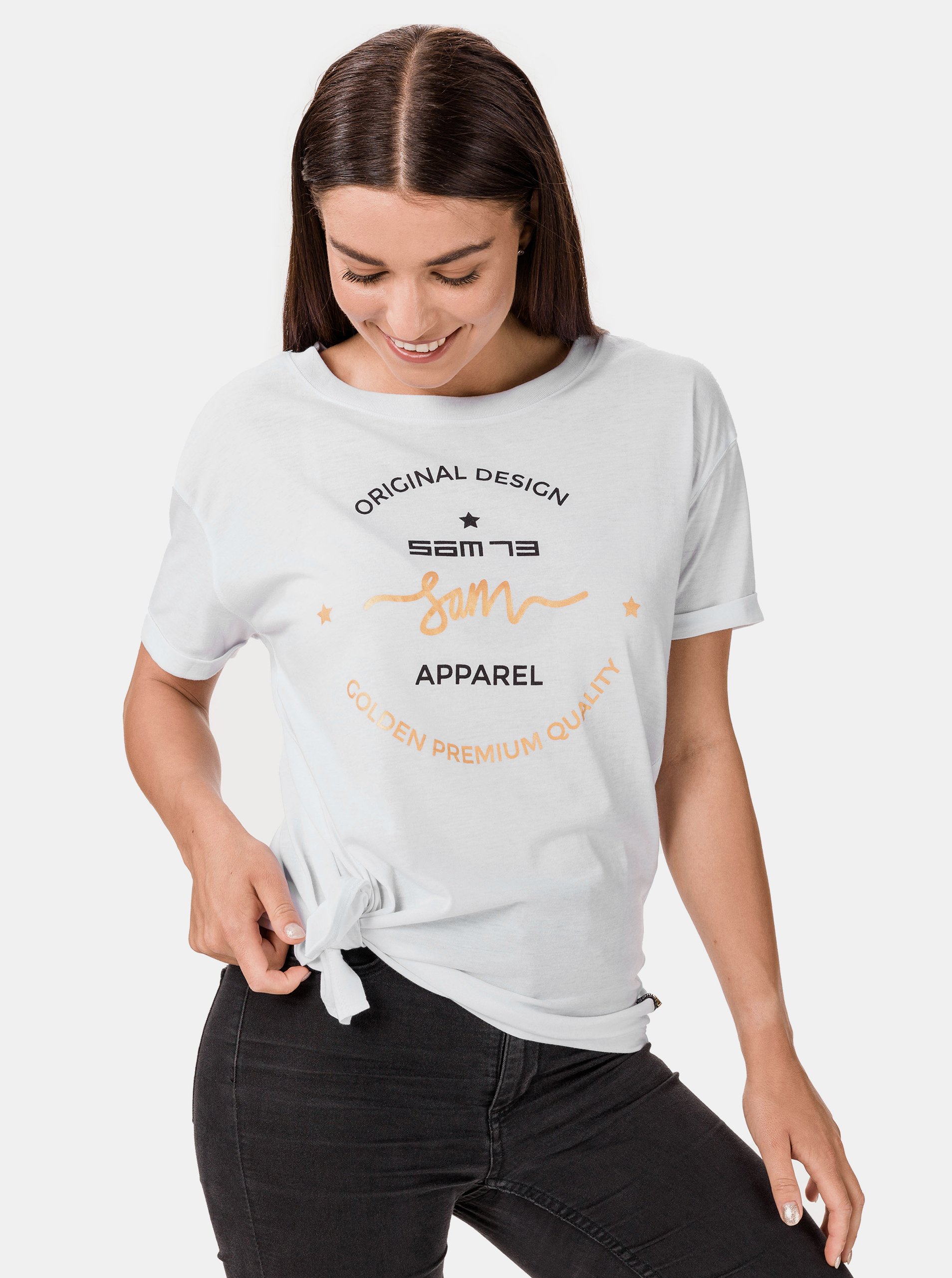 E-shop Bílé dámské tričko s potiskem SAM 73 Annabel