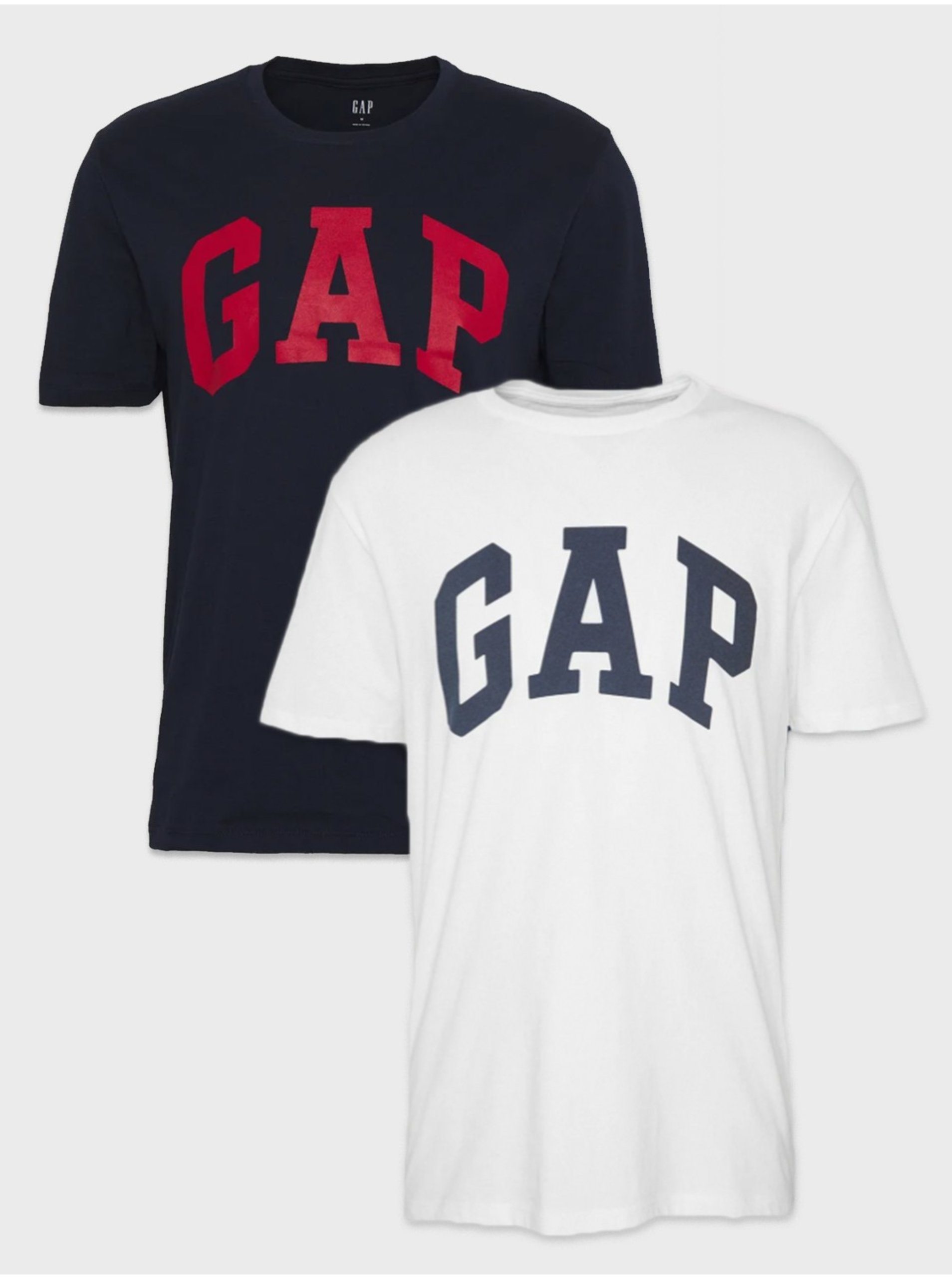 Lacno Sada dvoch pánskych tričiek v bielej a modrej farbe GAP Logo Basic