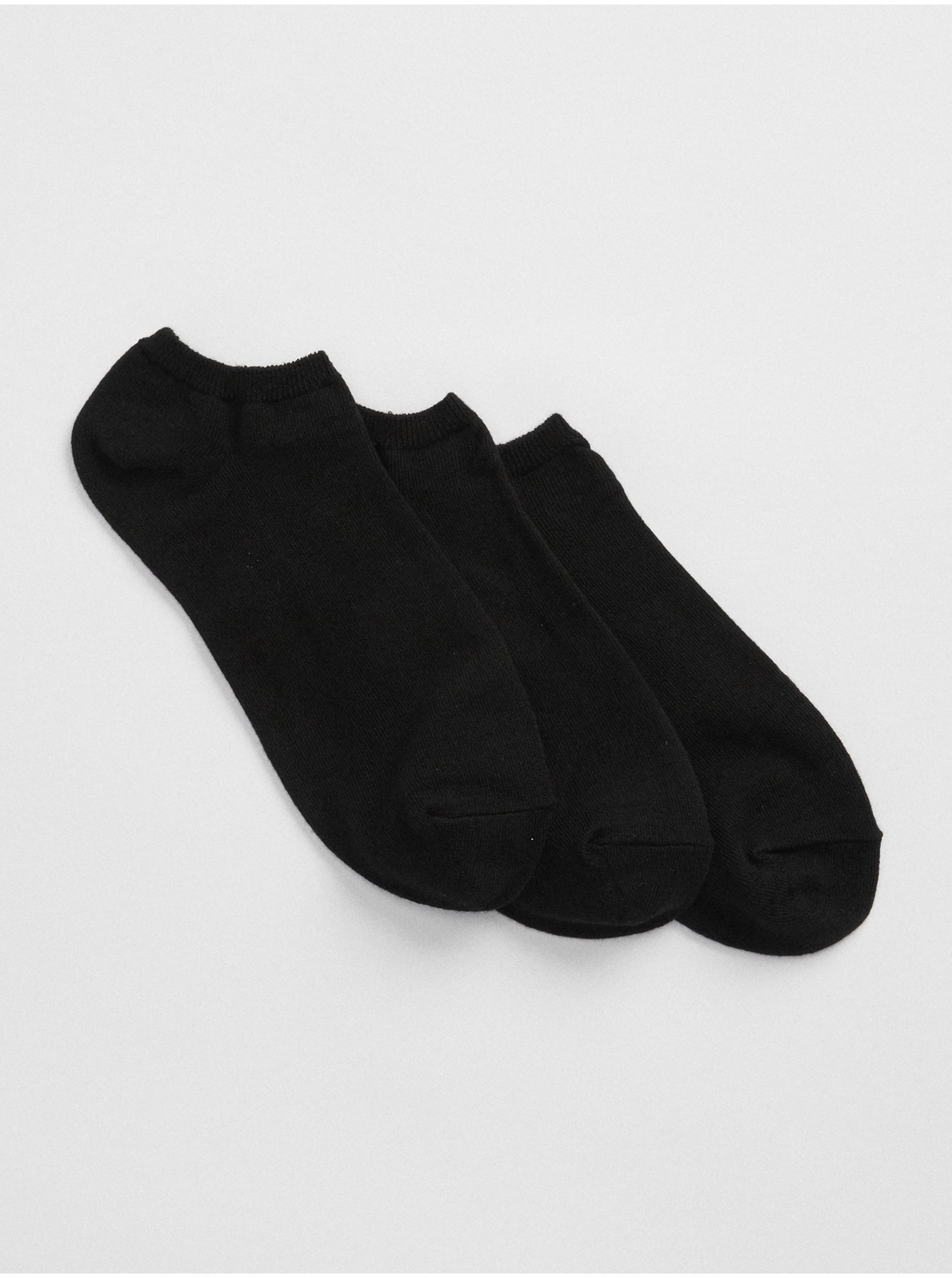 Levně Sada tří párů černých dámských kotníkových ponožek GAP