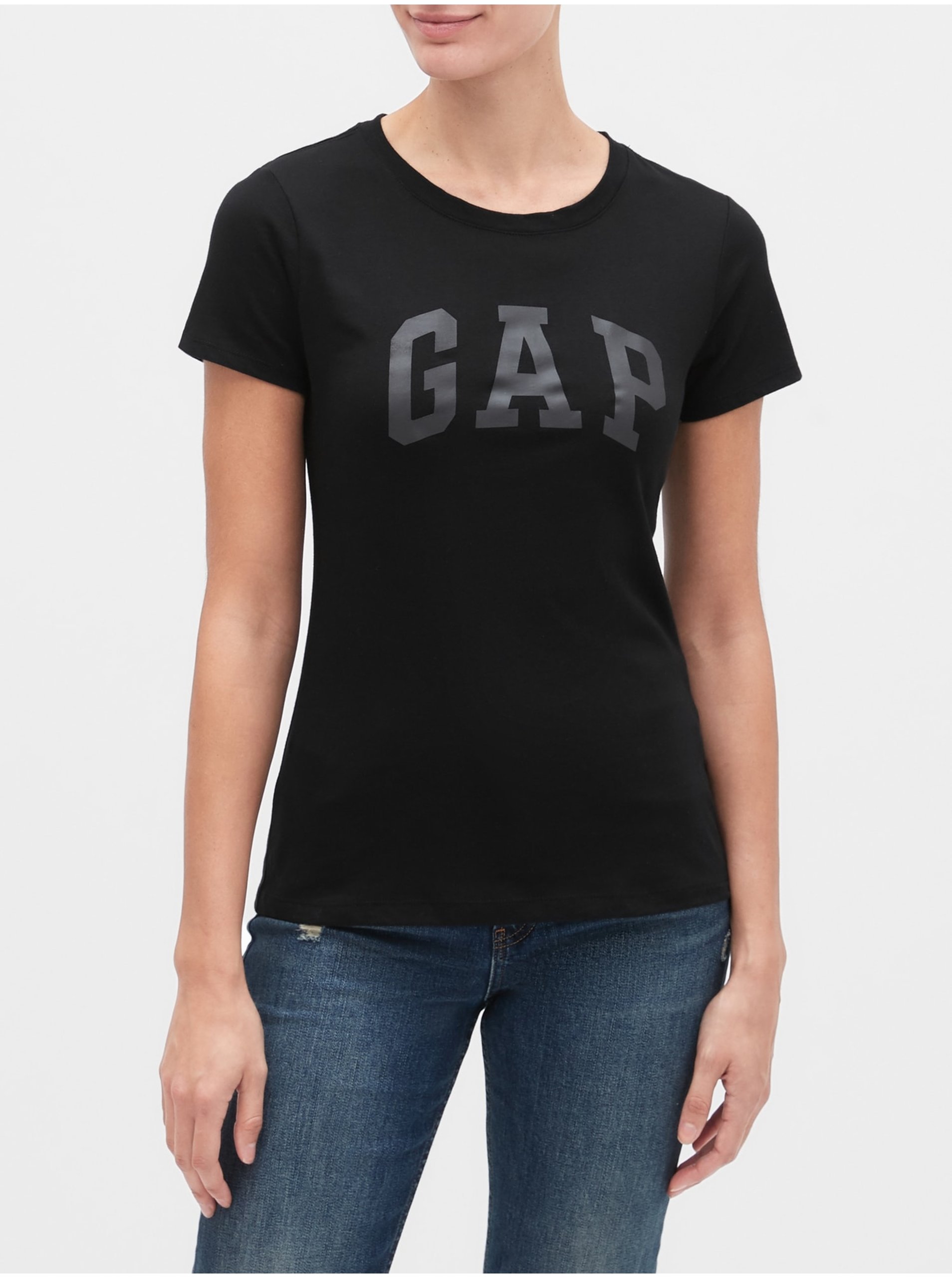 Levně Černé dámské tričko GAP Logo