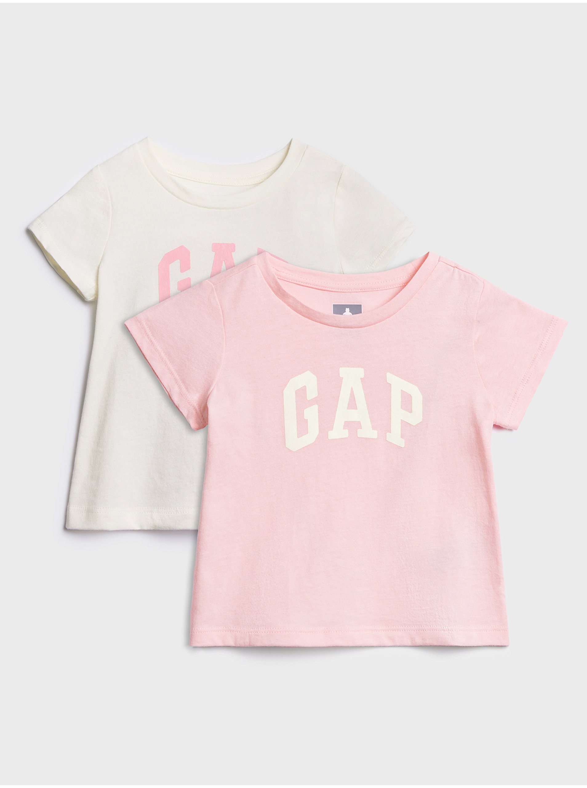 Levně Růžové holčičí tričko GAP Logo 2-Pack