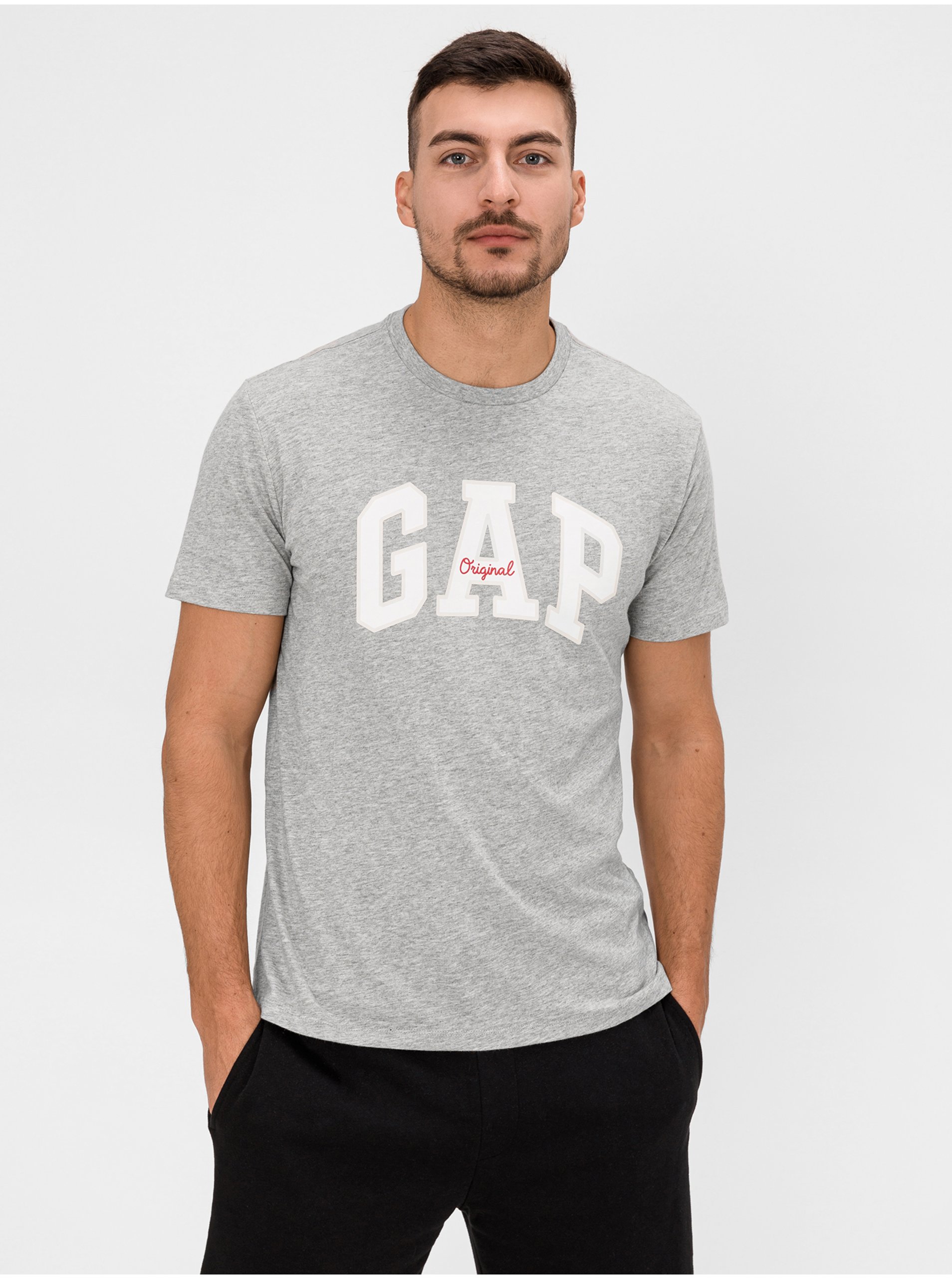 Levně Šedé pánské tričko GAP Logo