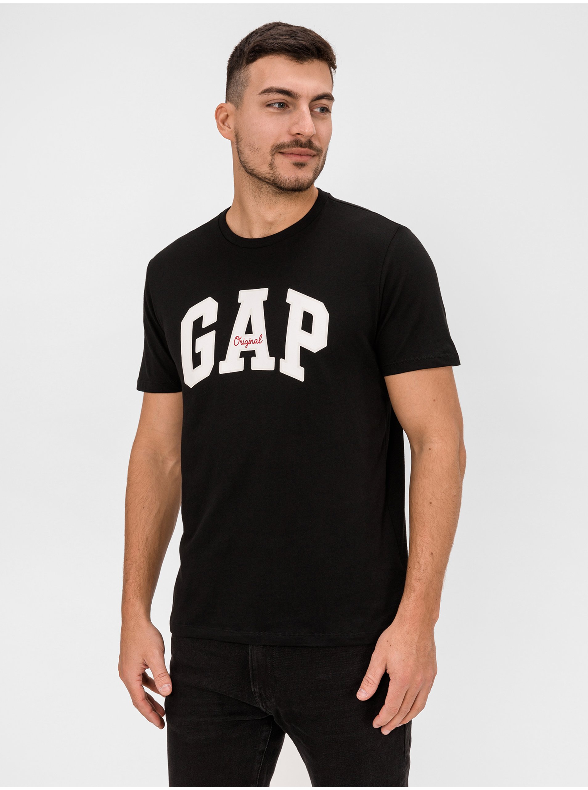 Levně Černé pánské tričko GAP Logo